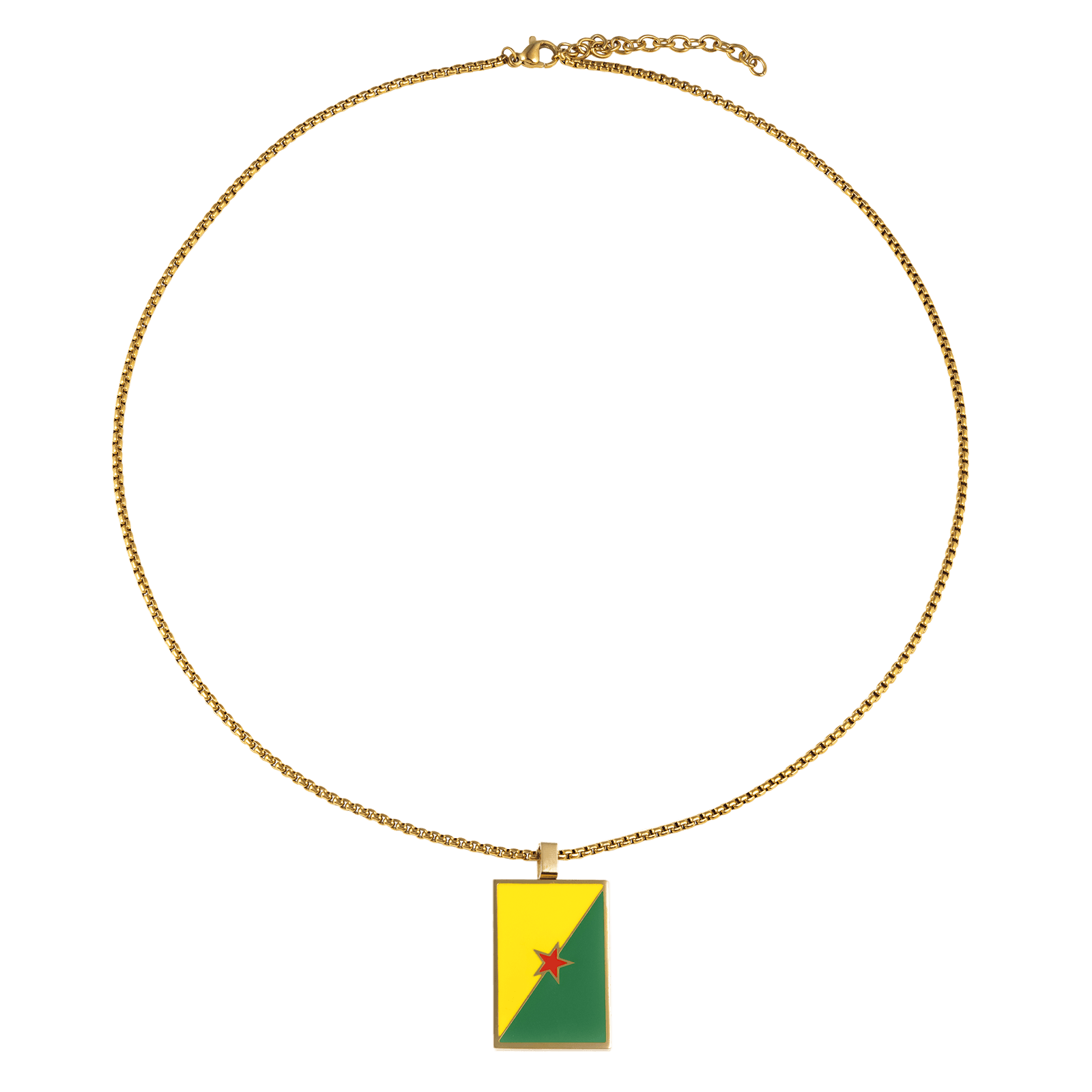 Collier Drapeau Guyane 21*37mm Multicolore 50 A 55cm Acier Jaune