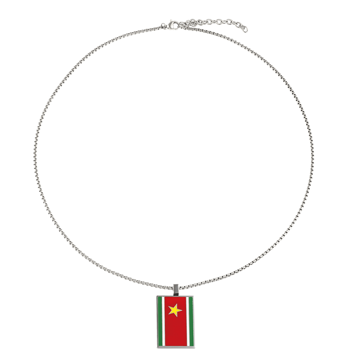 Collier Acier Drapeau Guadeloupe 21*37mm Avec Bélière Multicolore Chaîne 2mm 50 A 55cm