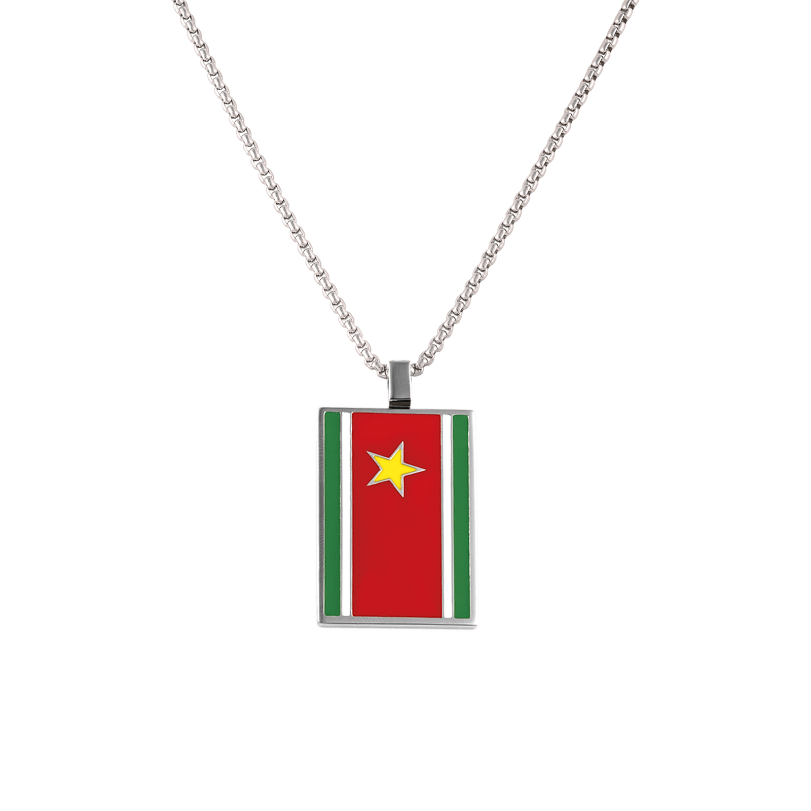 Collier Drapeau Guadeloupe 21*37mm Multicolore 50 A 55cm Acier
