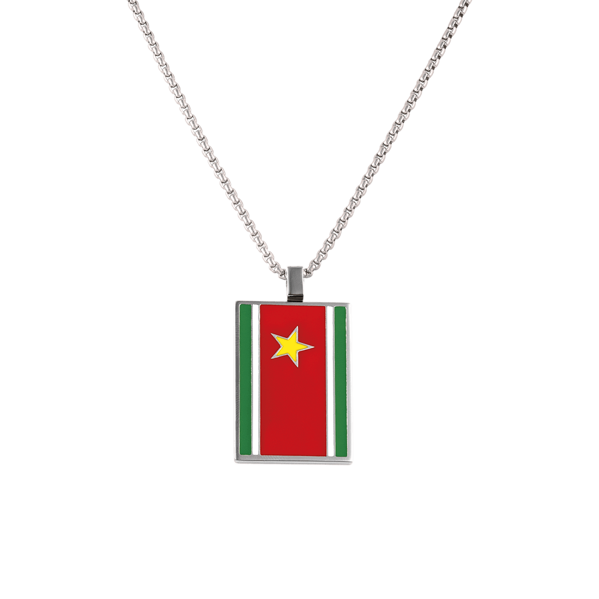 Collier Acier Drapeau Guadeloupe 21*37mm Avec Bélière Multicolore Chaîne 2mm 50 A 55cm
