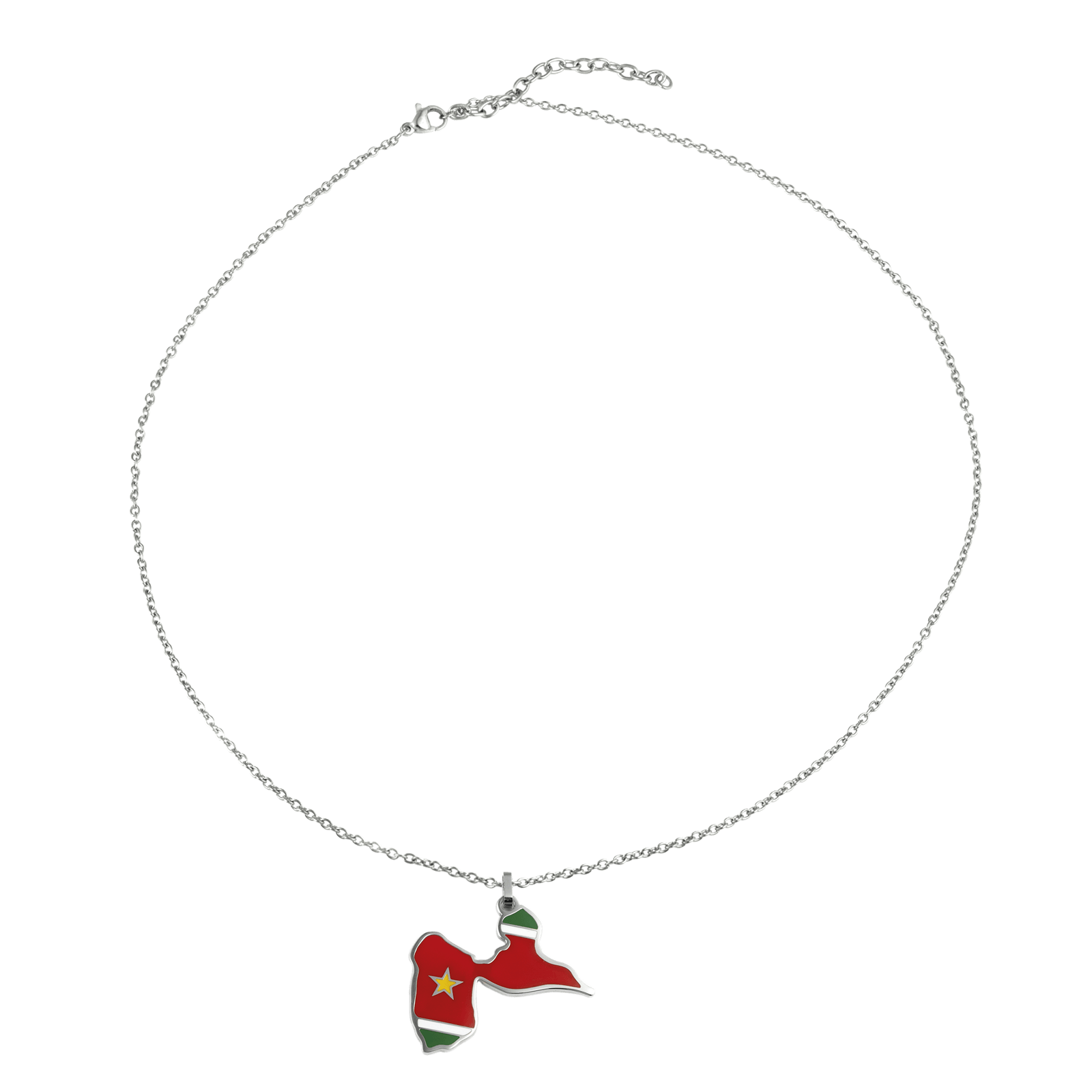 Collier Carte Guadeloupe 32*28mm Multicolore 50A55cm Acier