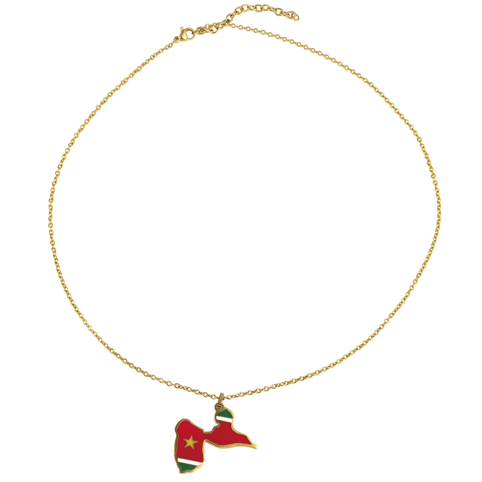 Collier Carte Guadeloupe 32*28mm Multicolore 50A55cm AcierJaune