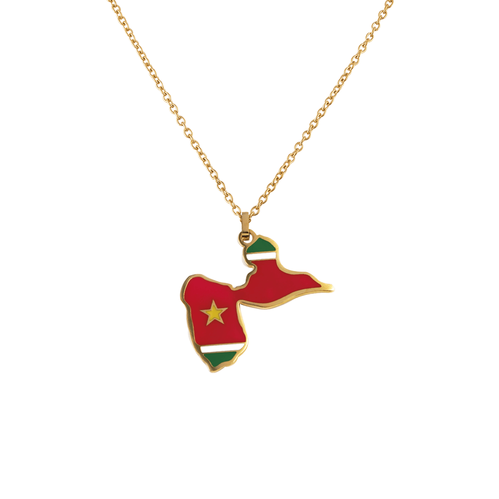 Collier Carte Guadeloupe 32*28mm Multicolore 50A55cm AcierJaune