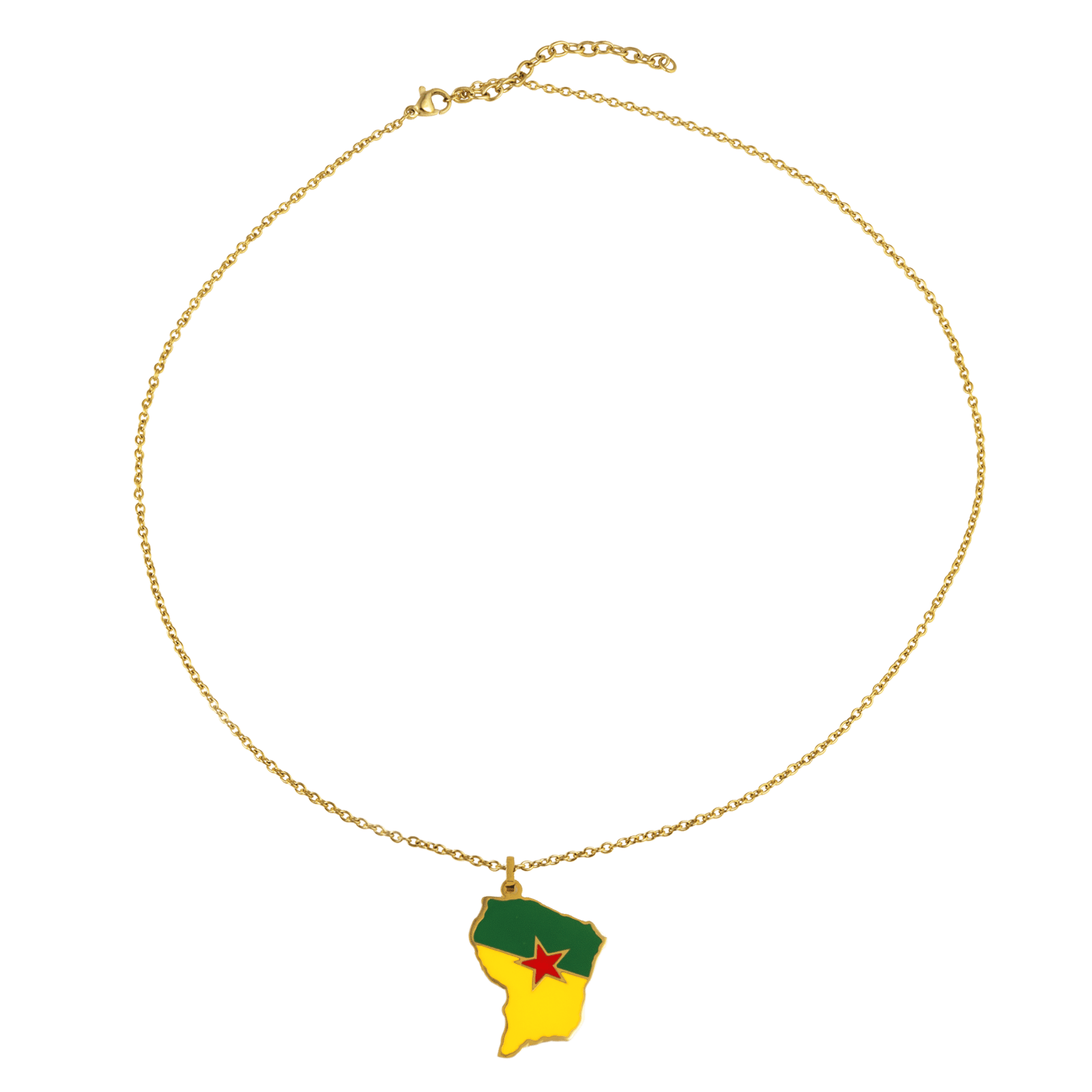 Collier Carte Guyane 25*37mm Multicolore 50A55cm Acier Jaune