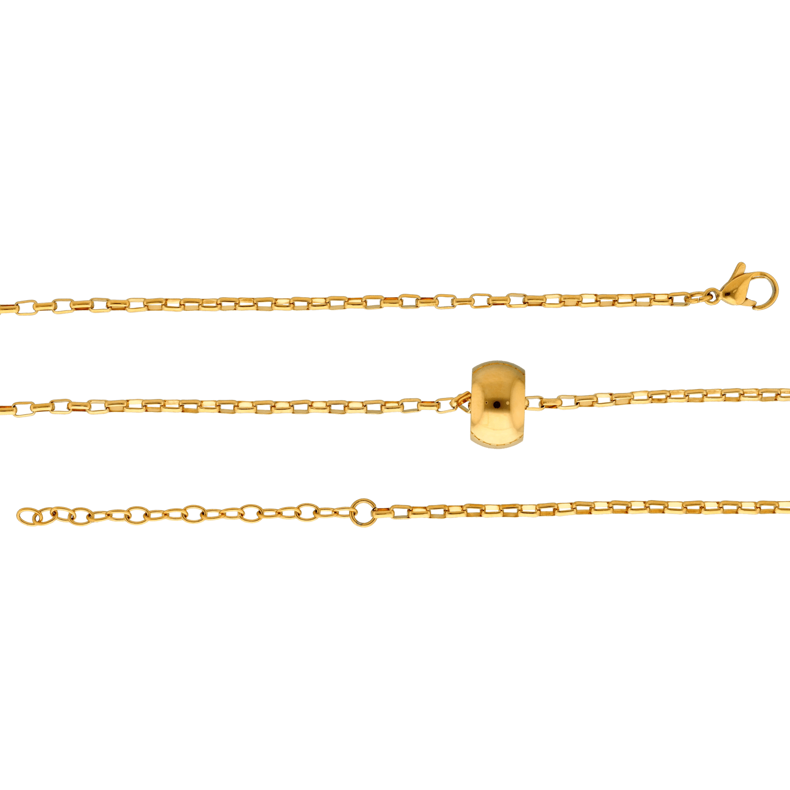 Collier Callas en acier doré avec pendentif anneau large, 40,5 cm avec rallonge de 5 cm