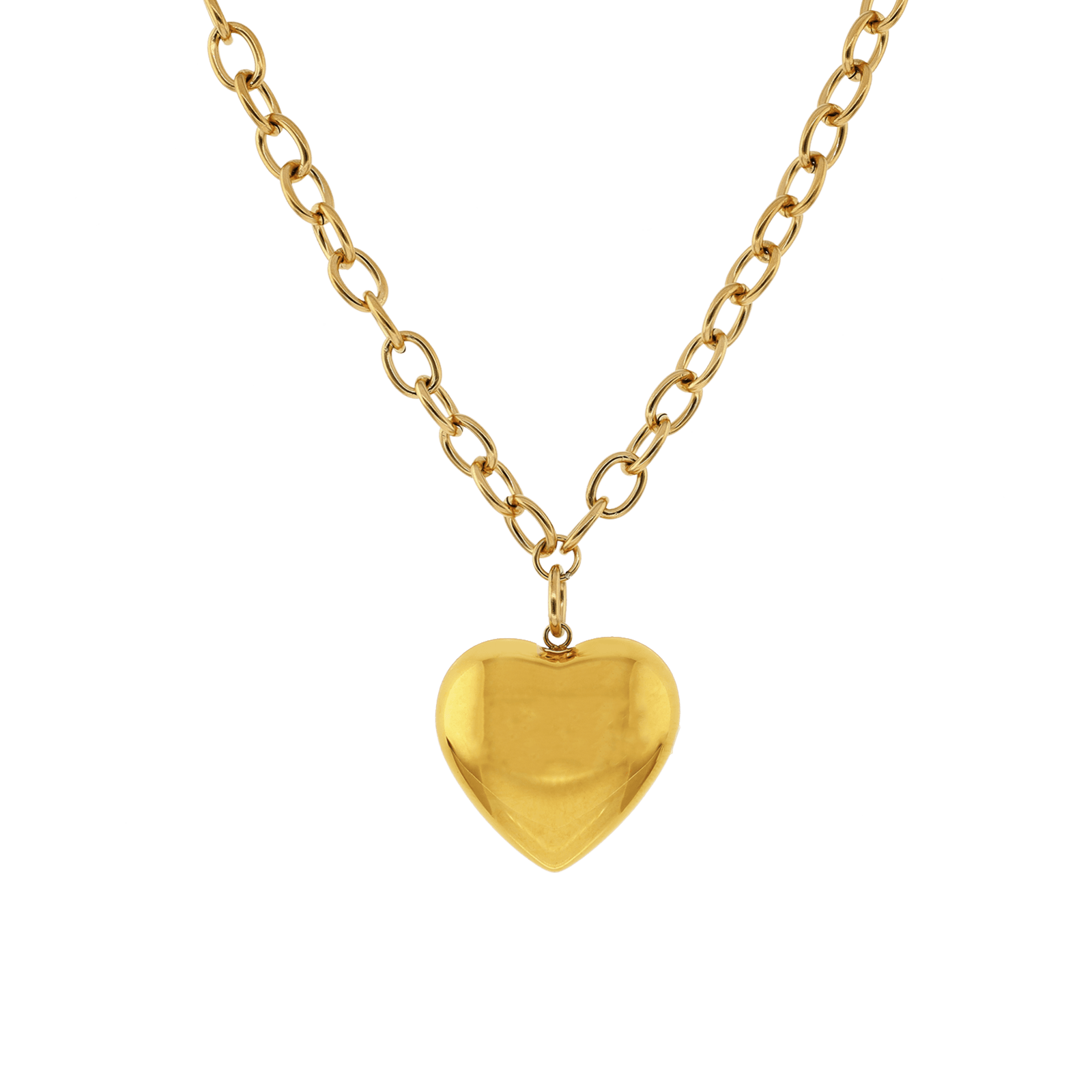 Collier Callas Acier doré Forçat Pendentif coeur Lisse 45 plus 5 centimètres