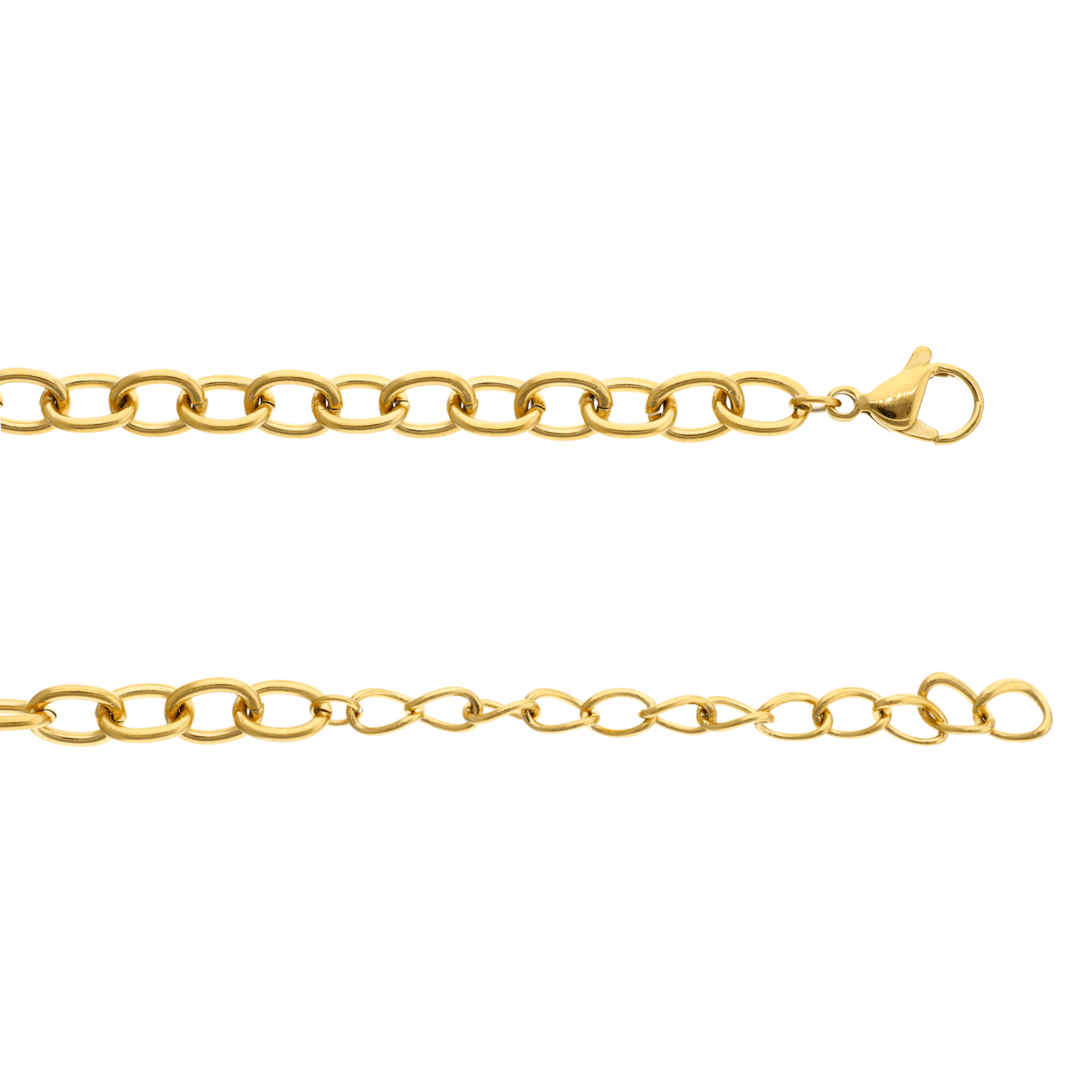 Collier Callas Acier doré Forçat Pendentif coeur Lisse 45 plus 5 centimètres