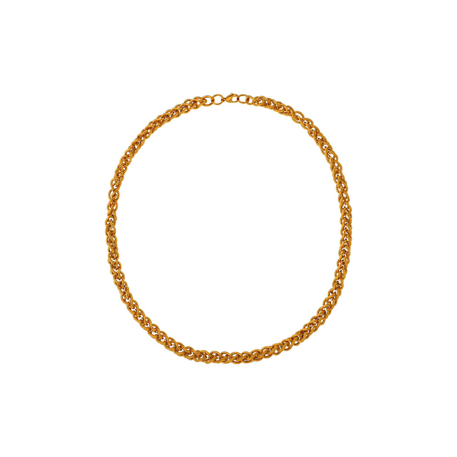 collier callas acier doré forçat double lisse et strié 60 mm