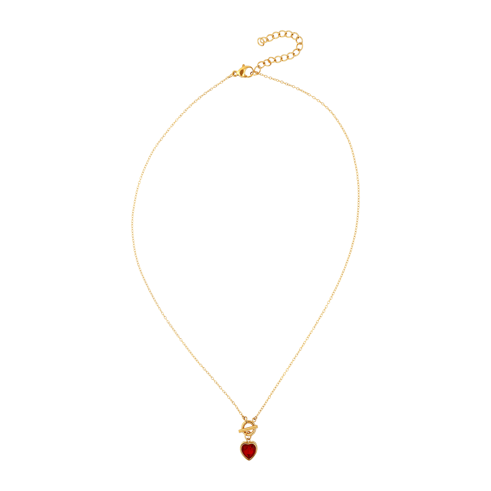 Collier Callas Acier doré Pendentif coeur aigue-marine Oxyde de Zirconium 40 plus 5 centimètres