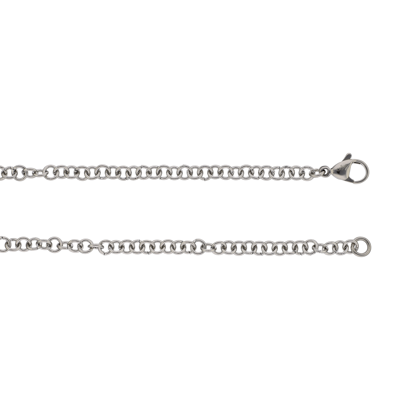 Collier Y chute trois boules Acier 42 centimètres