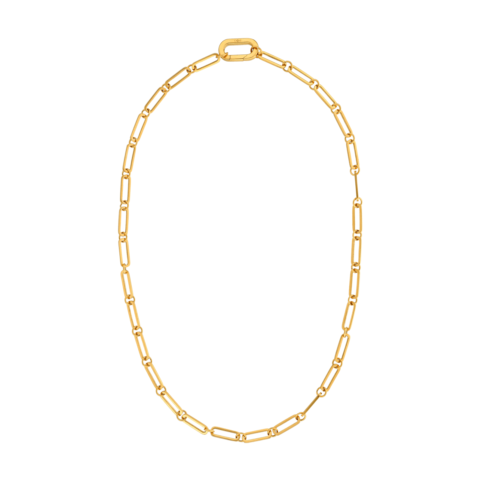 Collier Callas en acier doré maille forçat fantaisie, 45 cm
