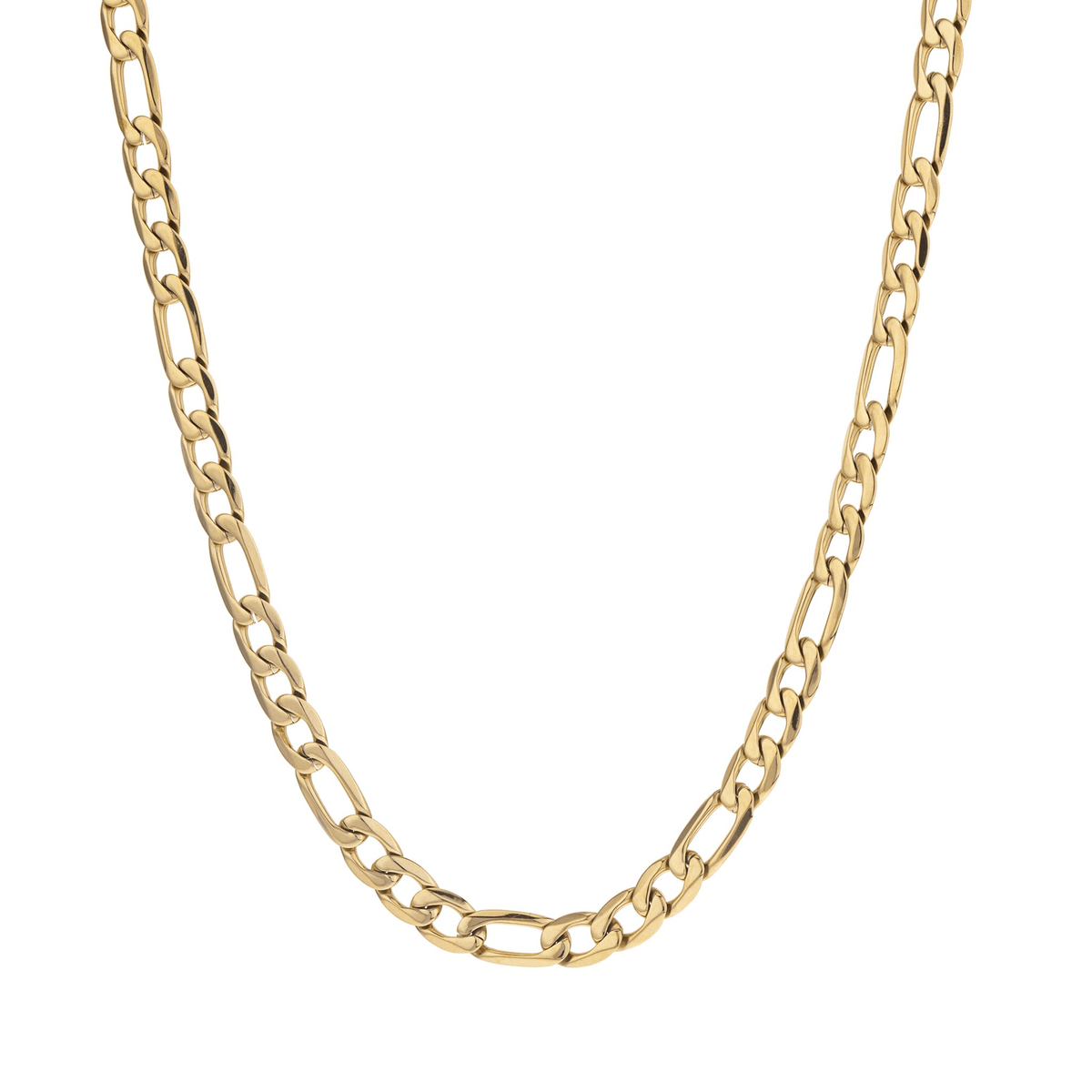 Collier Acier Jaune Maille Cheval Alterné 7.5mm 60cm