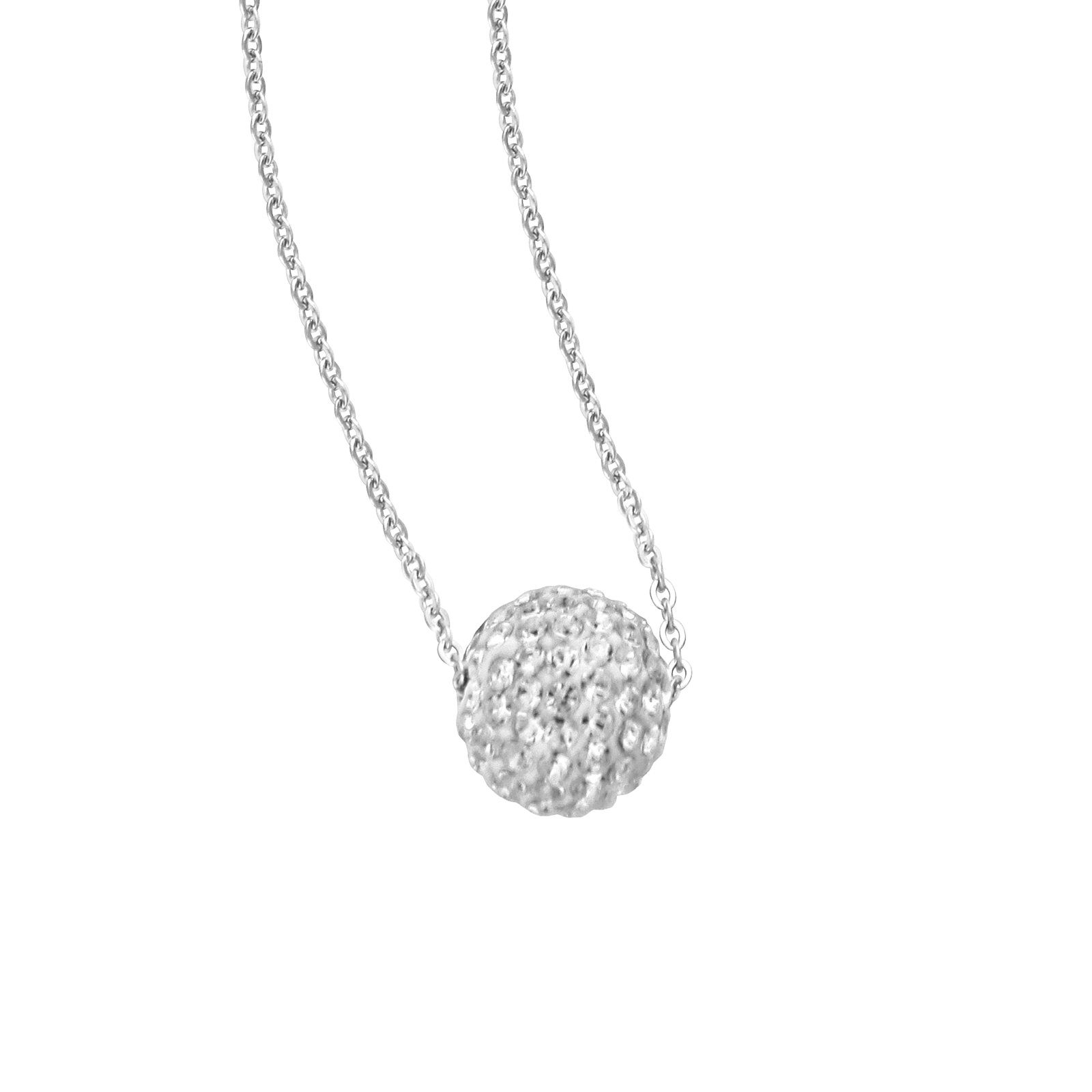 Collier Callas Acier et boule cristal blanc 10 millimètres 42 plus 3 centimètres