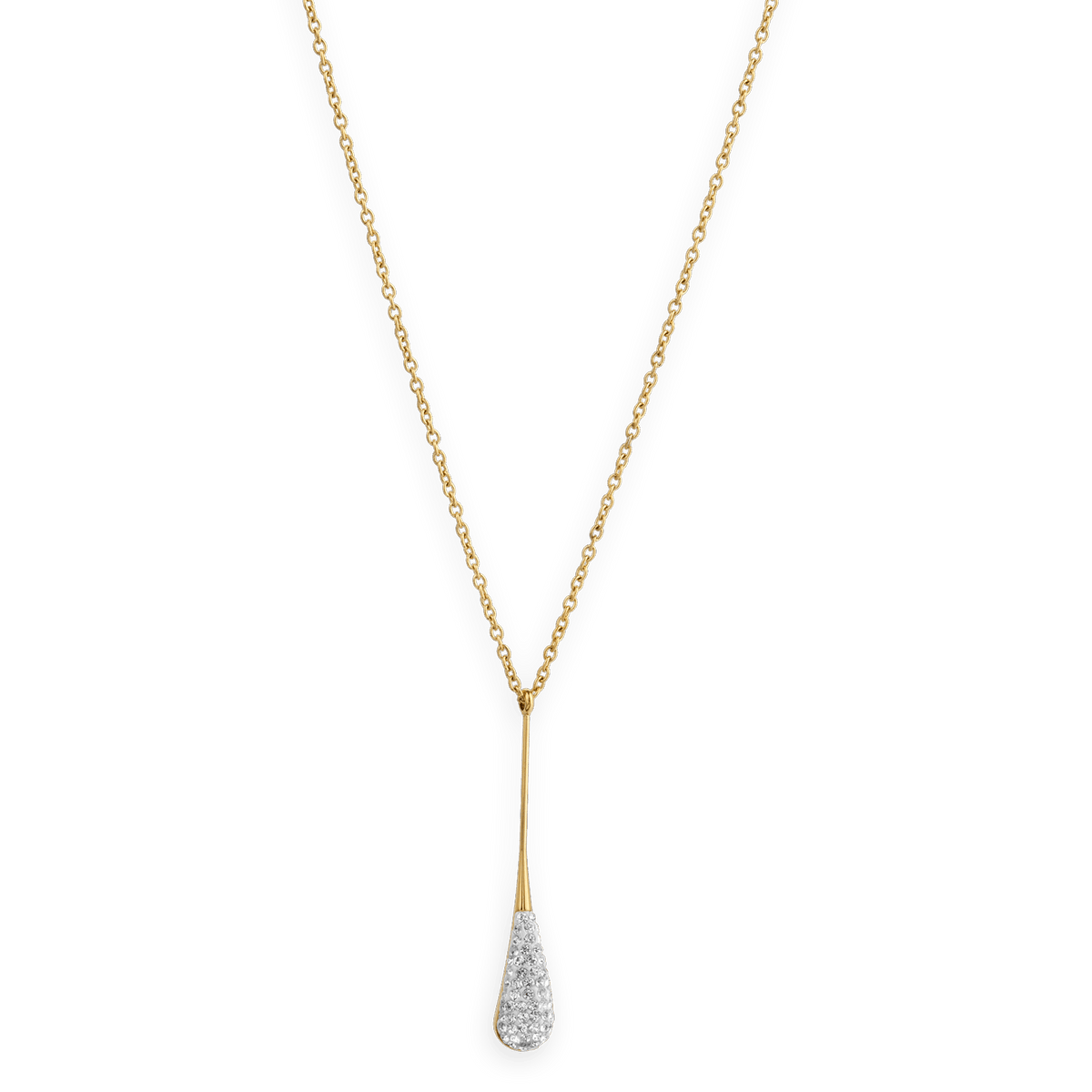 Collier Acier Jaune Motif Goutte Cristal 6.7*40mm 42 à 45cm