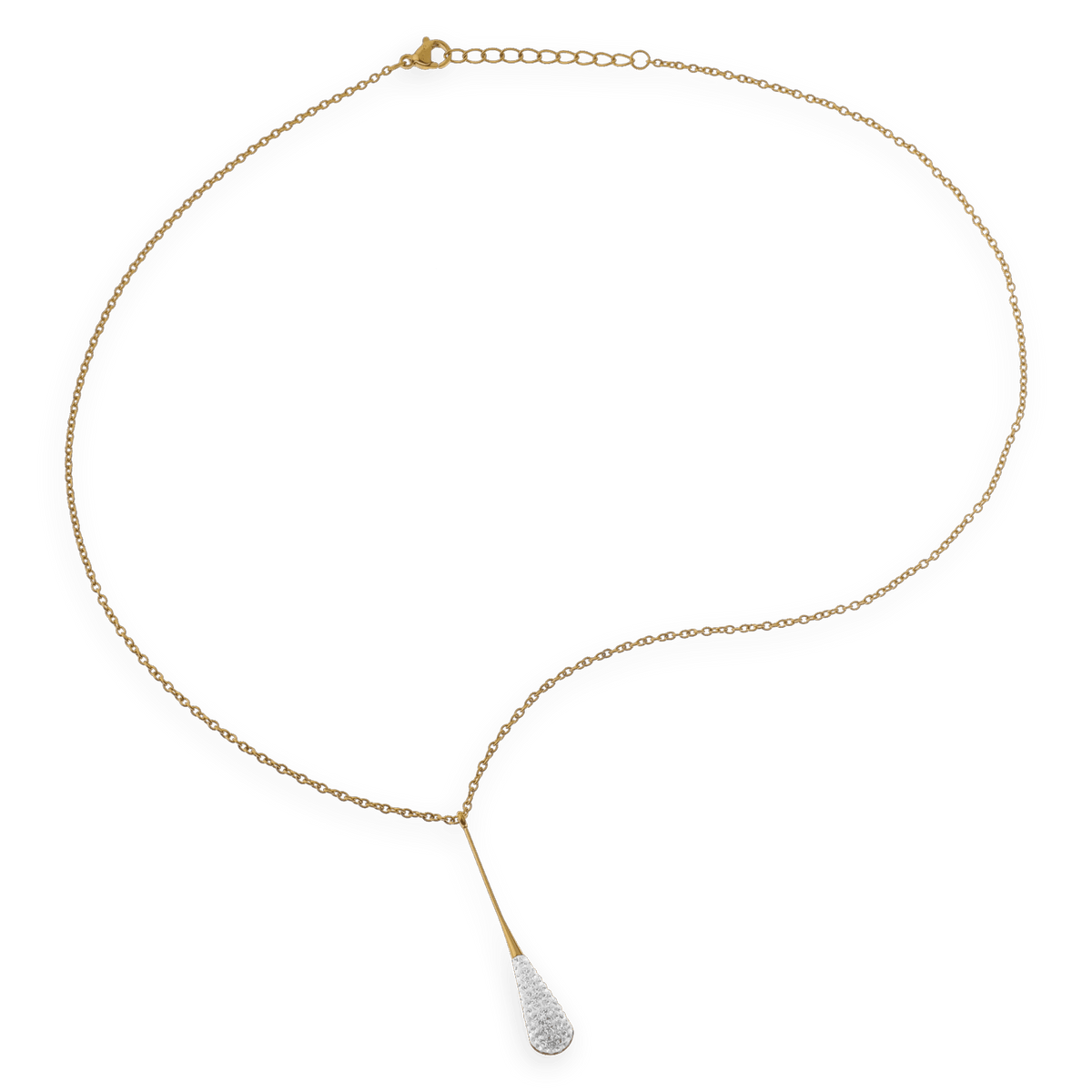 Collier Acier Jaune Motif Goutte Cristal 6.7*40mm 42 à 45cm