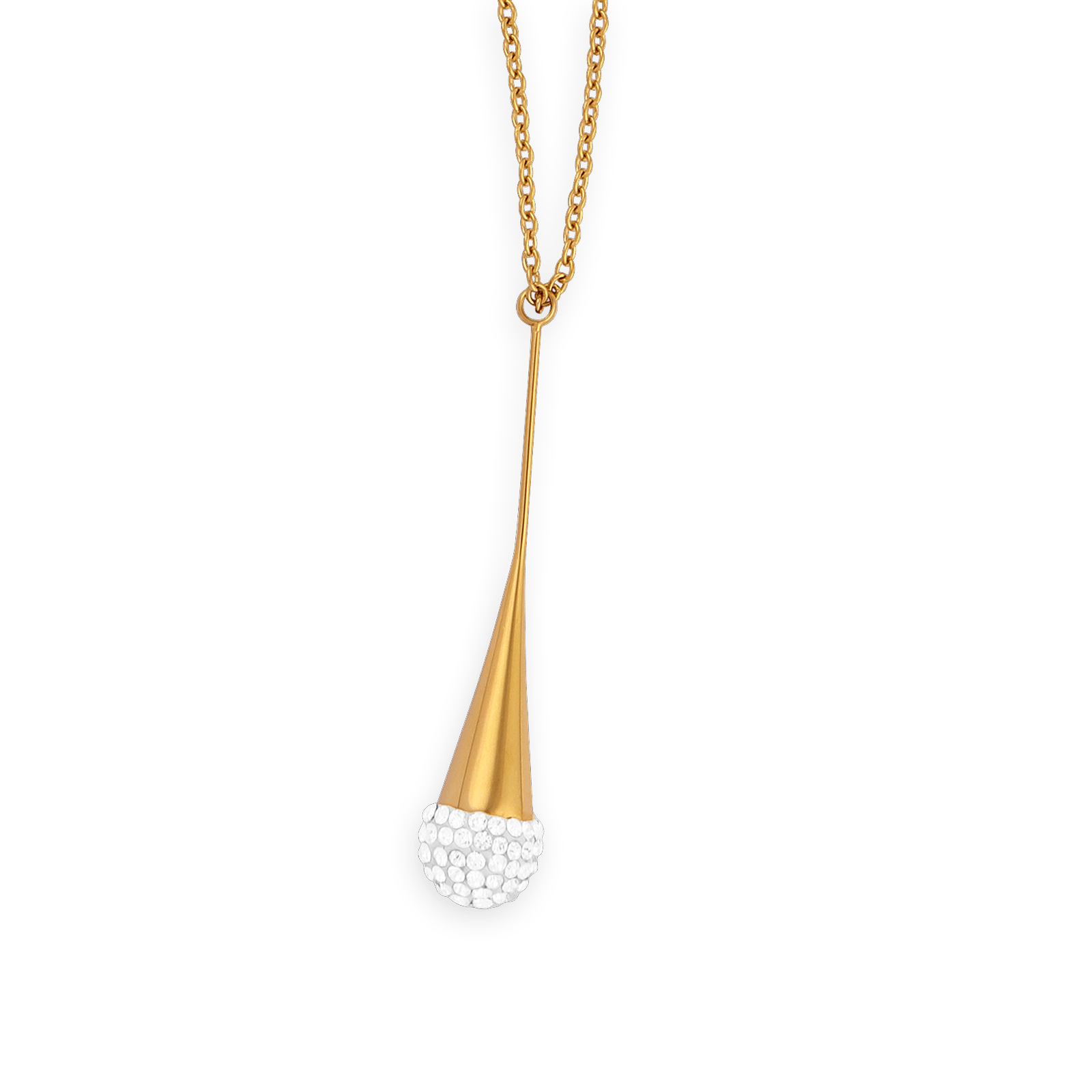 Collier acier jaune motif cristal