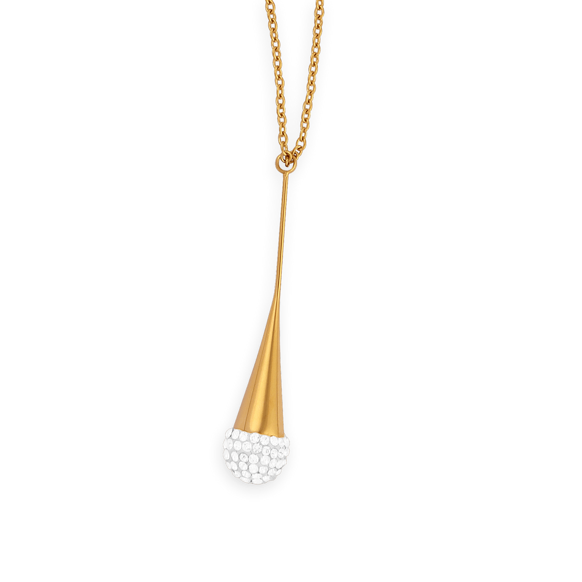 Collier Acier Jaune Motif Cristal 8.5*42mm 42 à 45cm
