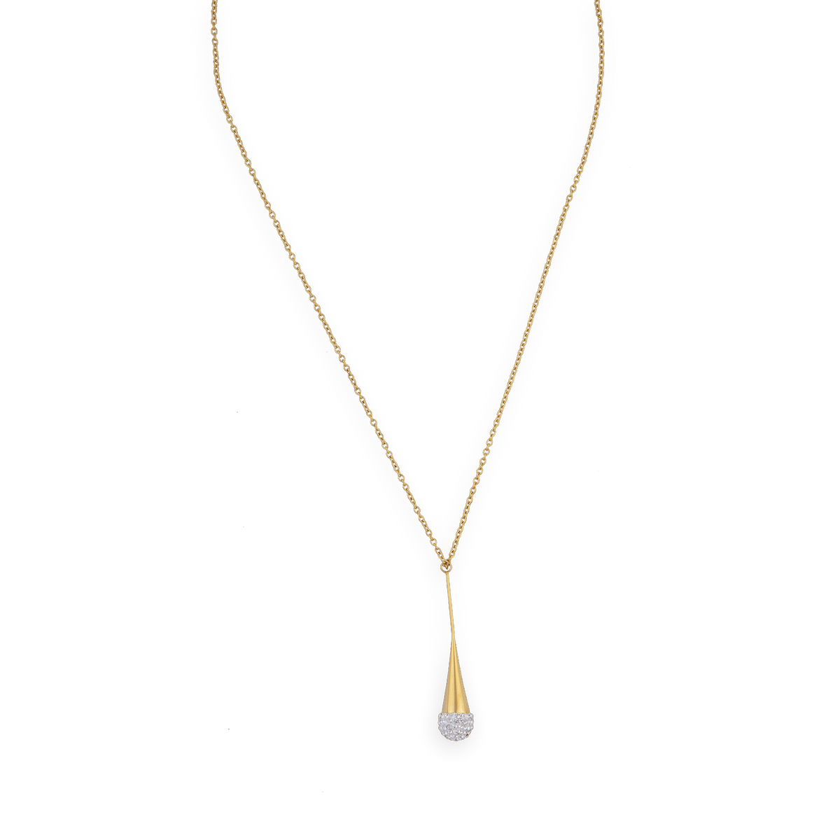 Collier Acier Jaune Motif Cristal 8.5*42mm 42 à 45cm