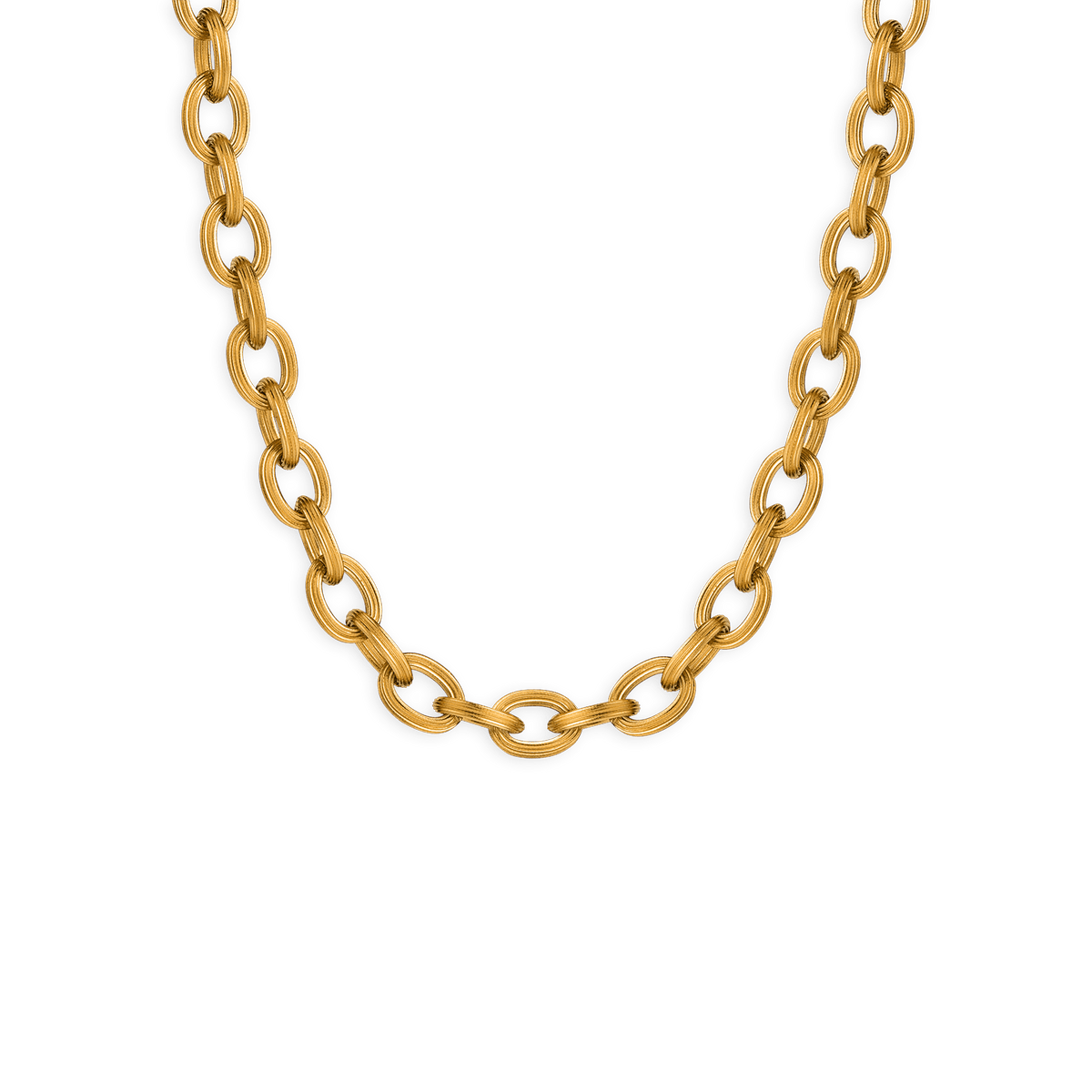 Collier Acier Jaune Maille Forçat Antillais 9mm 50cm