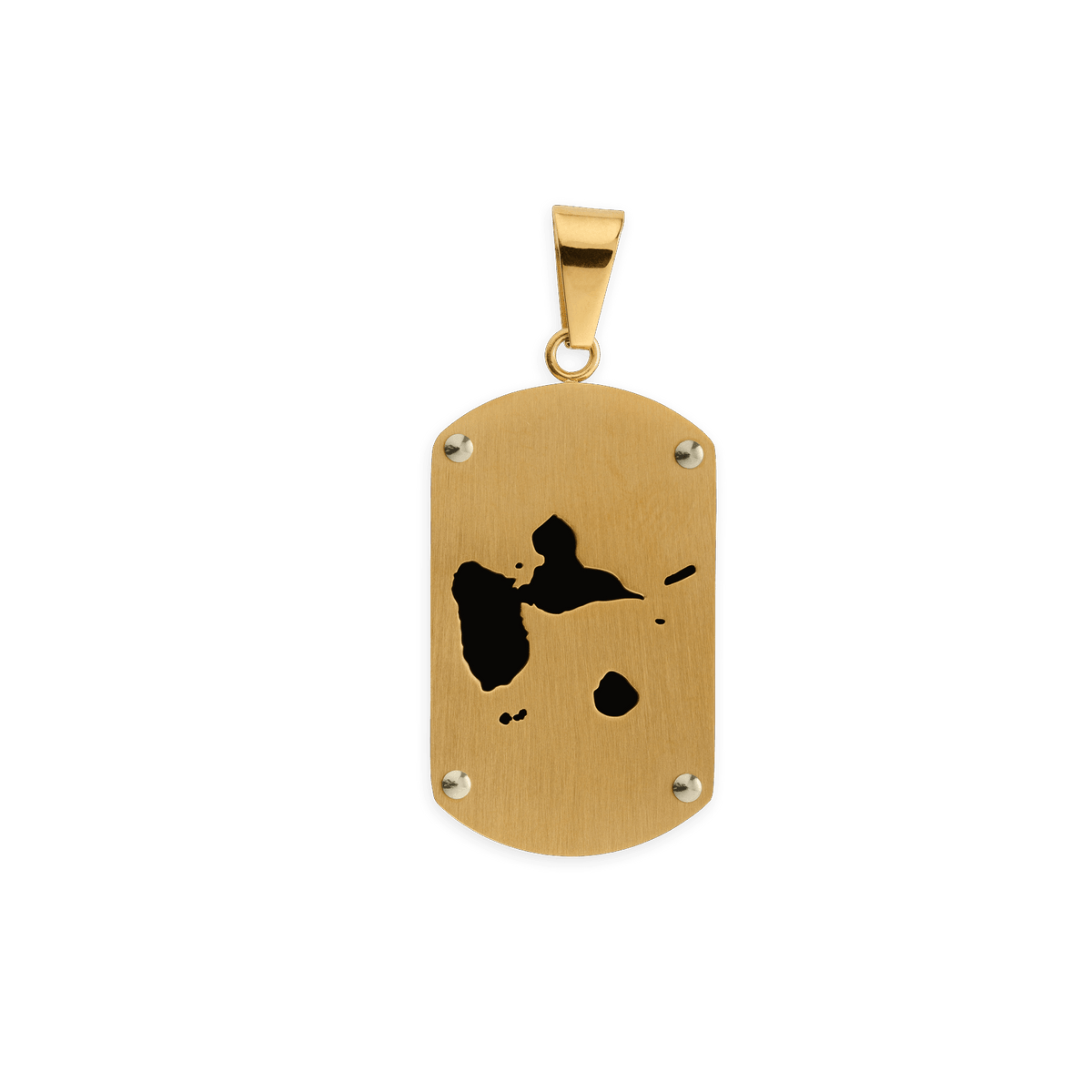 Pendentif Acier Bicolore Carte Guadeloupe 20*45mm Avec Bélière