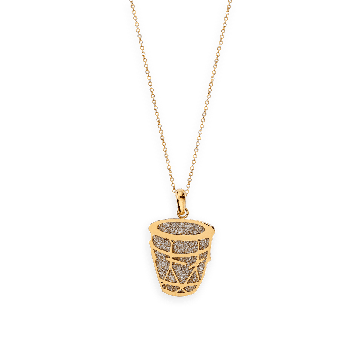 Pendentif Acier Jaune Gwoka Couleur Argent 22*35mm Avec Bélière