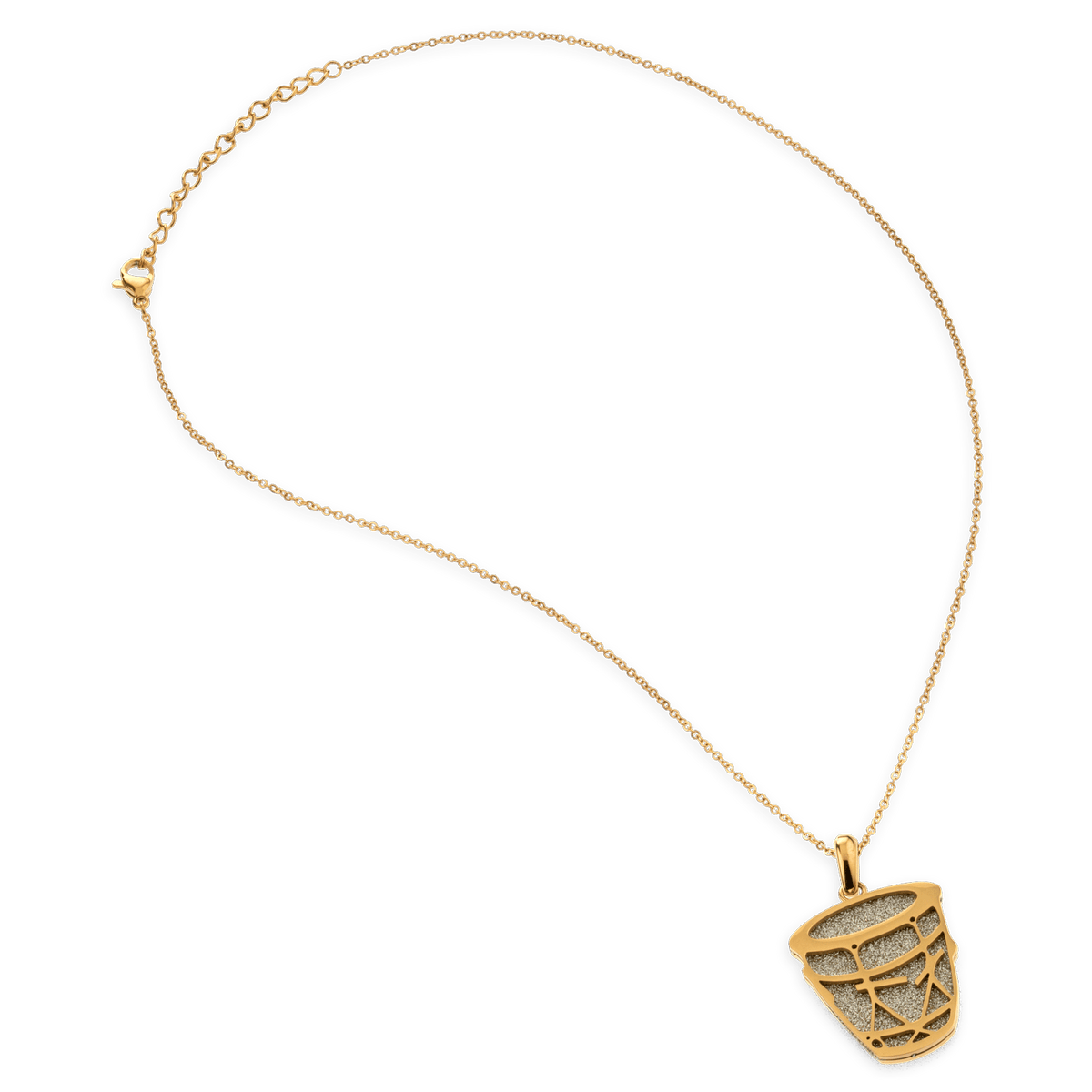 Pendentif Acier Jaune Gwoka Couleur Argent 22*35mm Avec Bélière