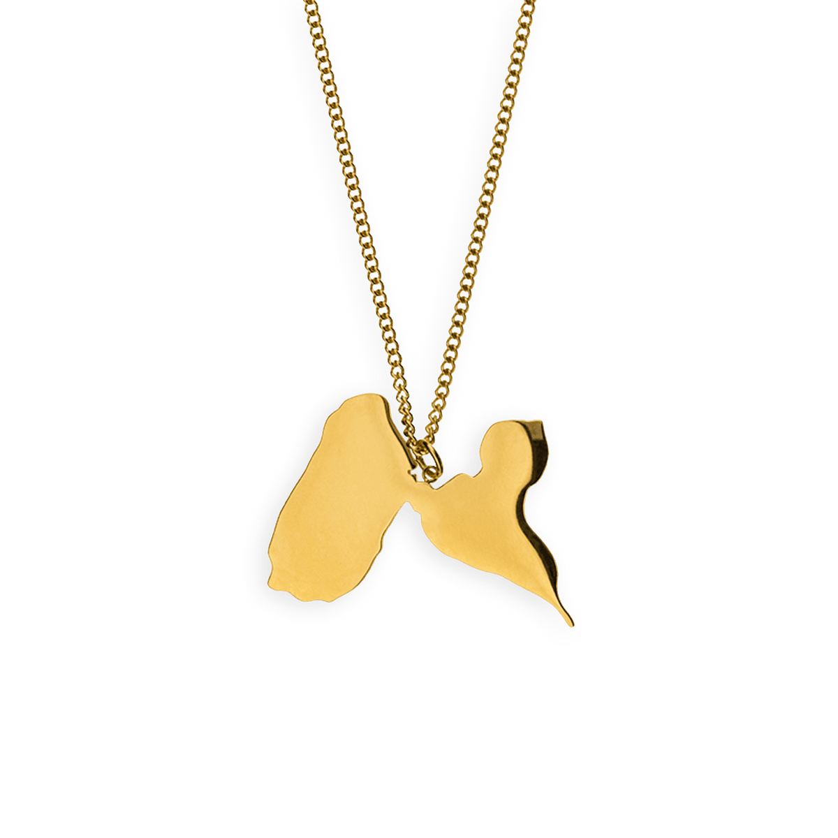 Collier Acier Jaune Carte Guadeloupe 43*30mm Chaîne 2.5mm 50 à 55cm