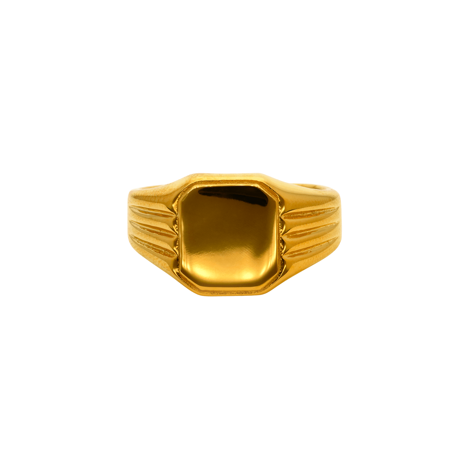 Chevalière homme carrée acier doré IPG 12,5 mm taille 60
