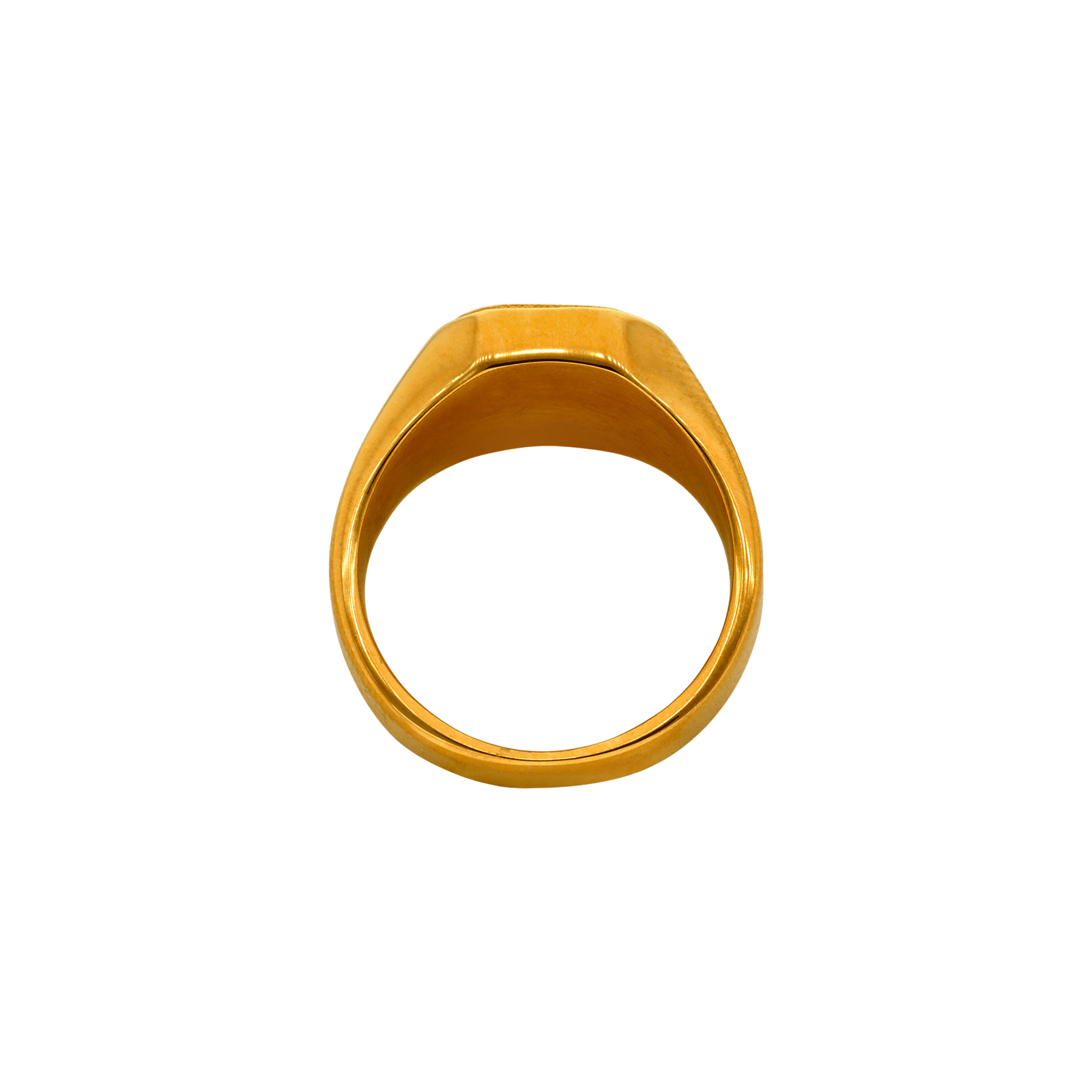 Chevalière homme carrée acier doré IPG 12,5 mm taille 60