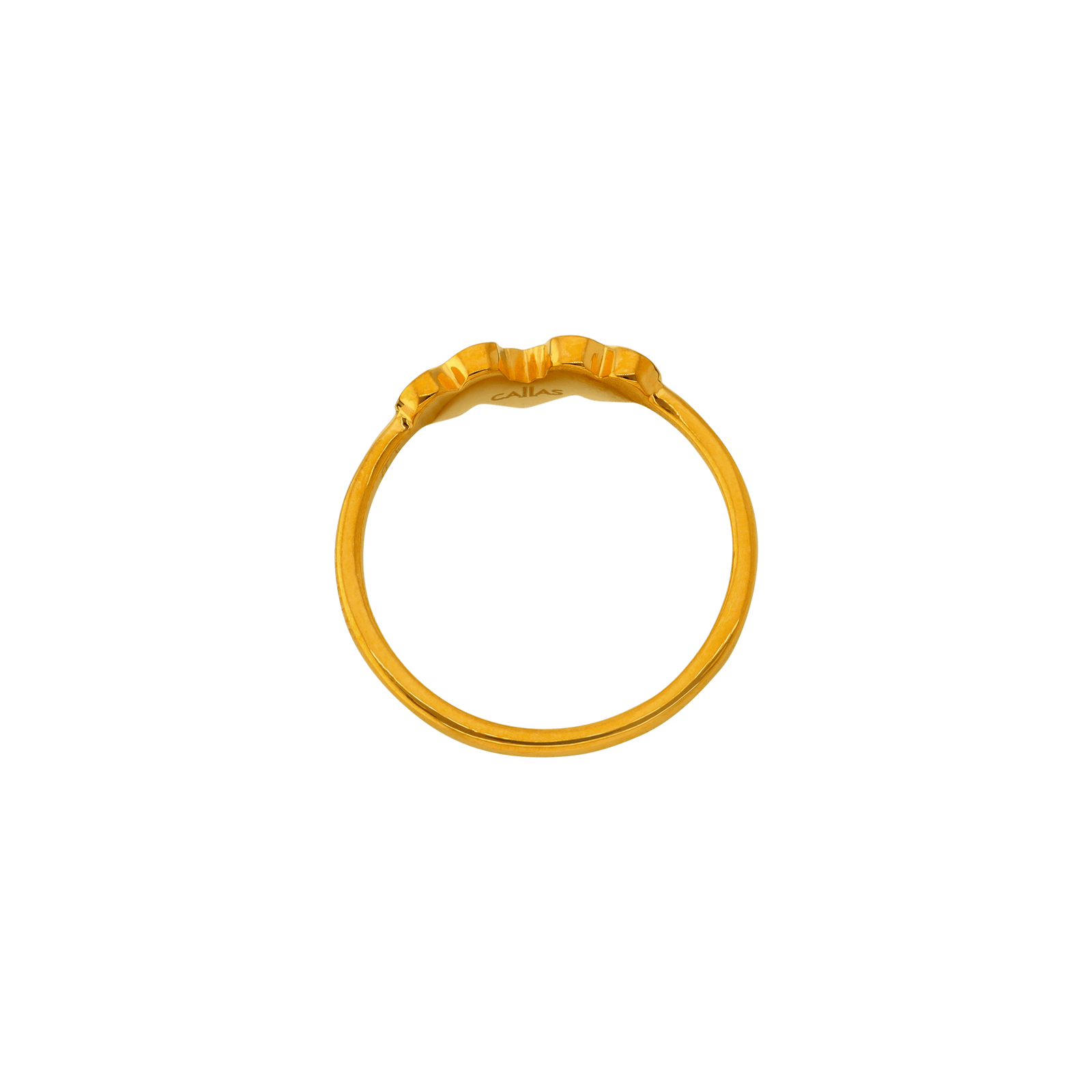 Bague Callas Acier doré trois coeurs Lisse et Oxyde de Zirconium