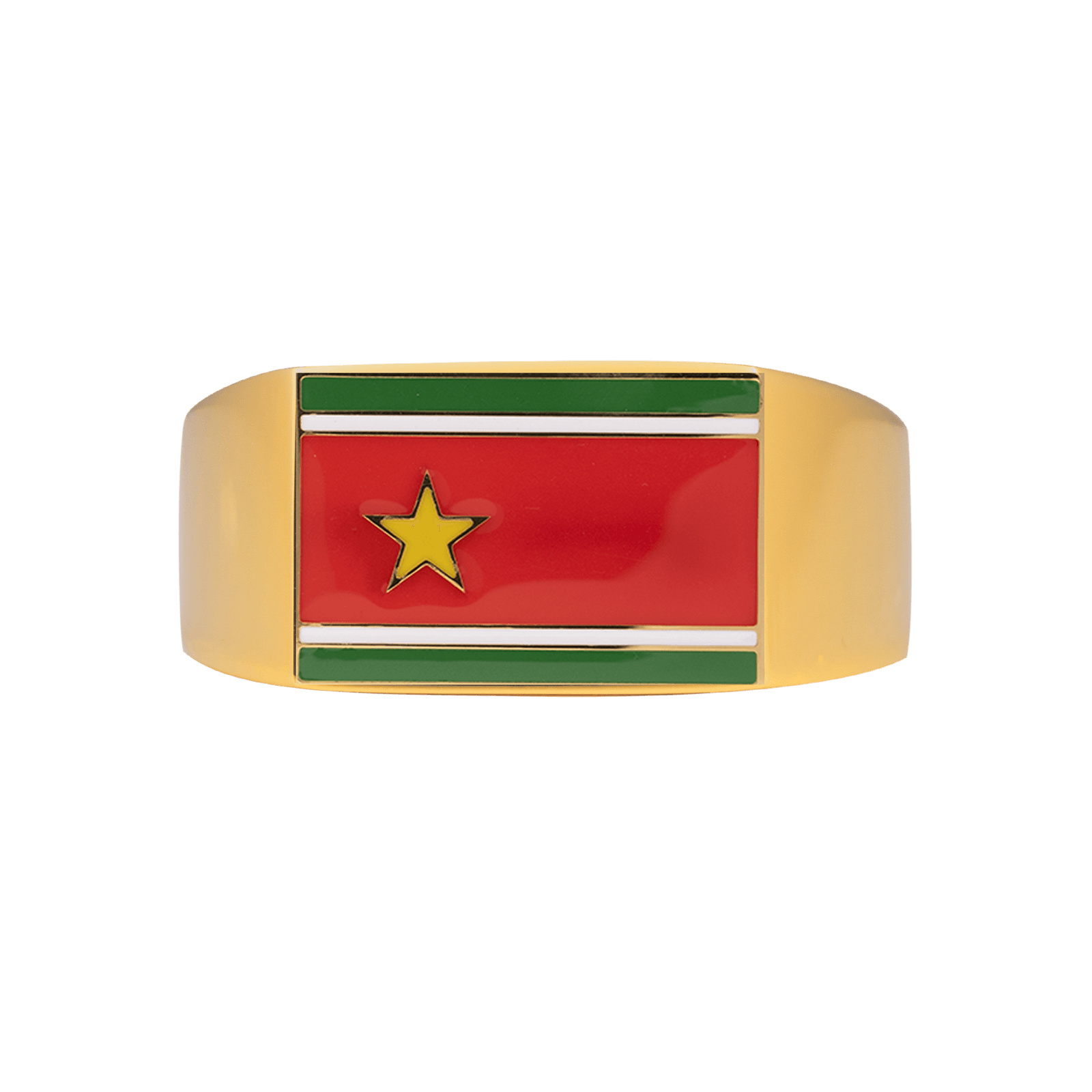Chevalière Drapeau Guadeloupe Multicolore 10*14mm T68 Acier Jaune