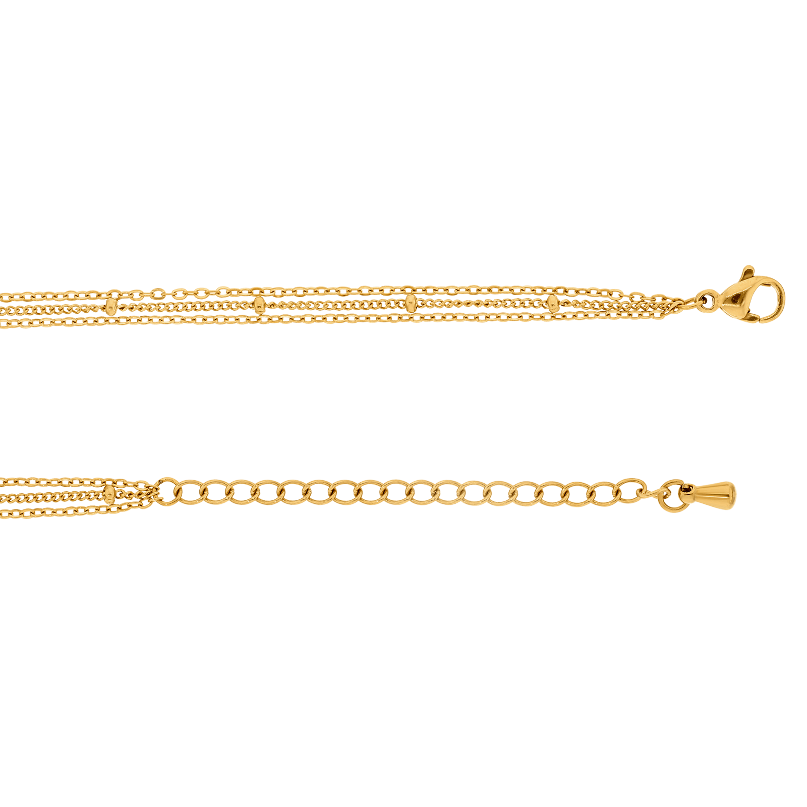 Collier Callas Acier doré Perle trois rangs Miyuki orange 42 plus 5 centimètres