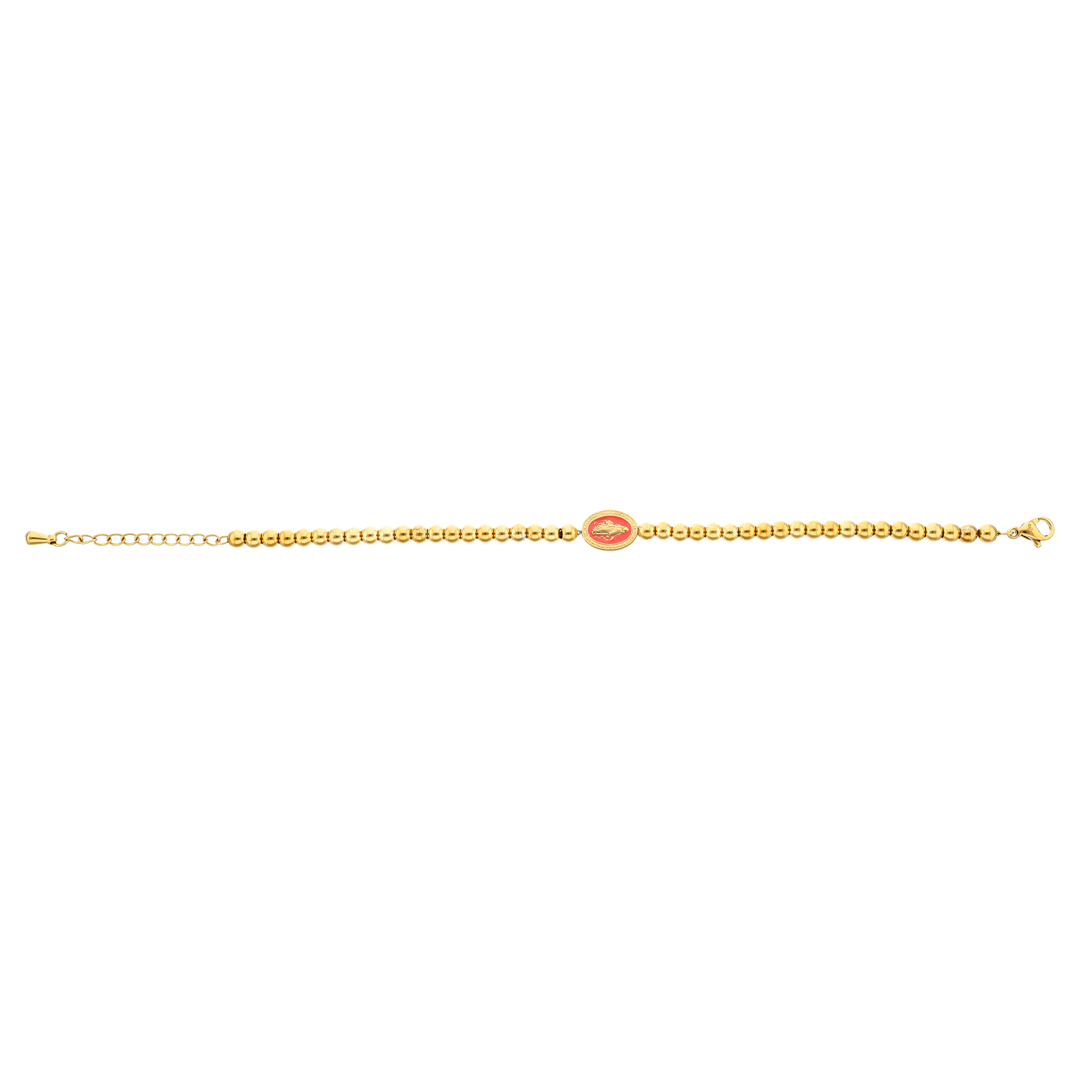bracelet callas acier doré boules 3 mm miraculeuse époxy rose 16 plus 3 mm