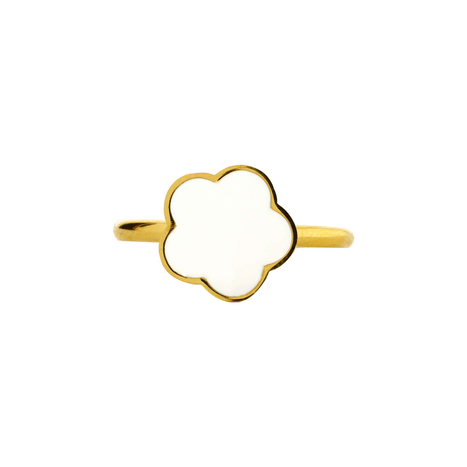 Bague Callas Acier doré trèfle blanc