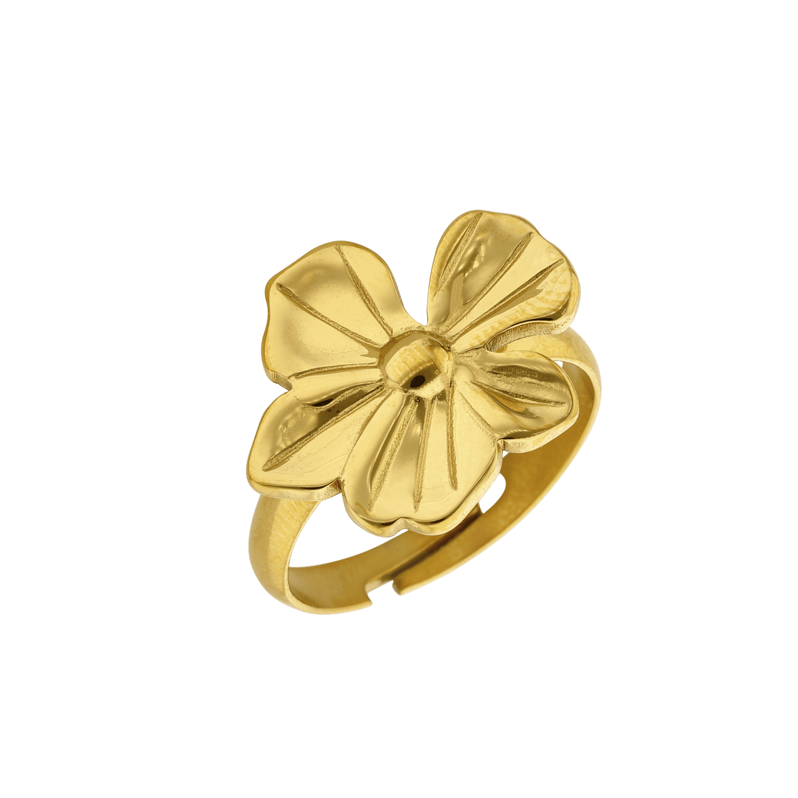 Bague Callas Acier doré ajustable fleur