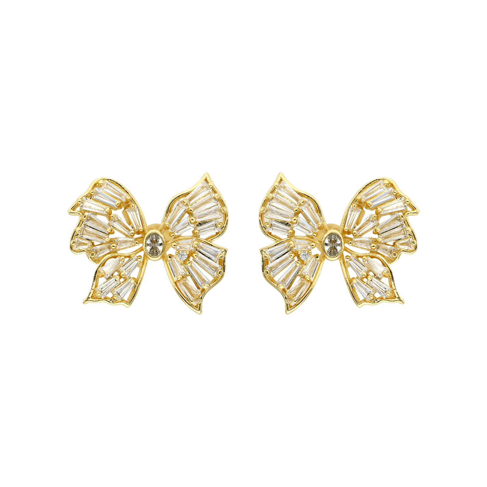 boucles d'oreilles callas acier doré fantaisie motif papillon oxyde de zirconium