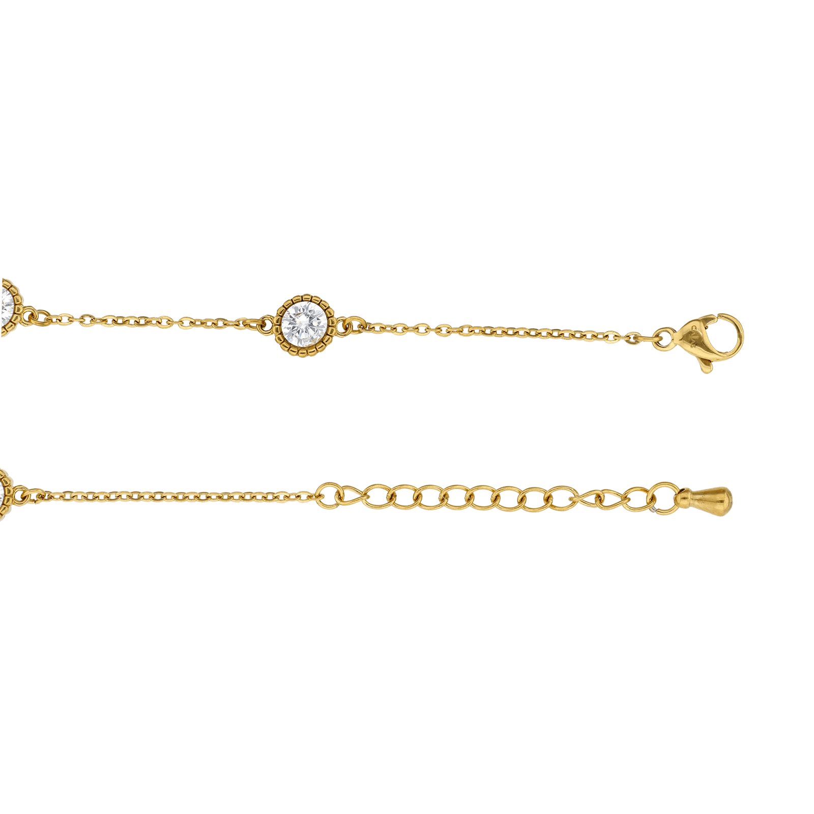 Bracelet Callas Acier doré 4 Zircons blanc 17 plus 3 centimètres