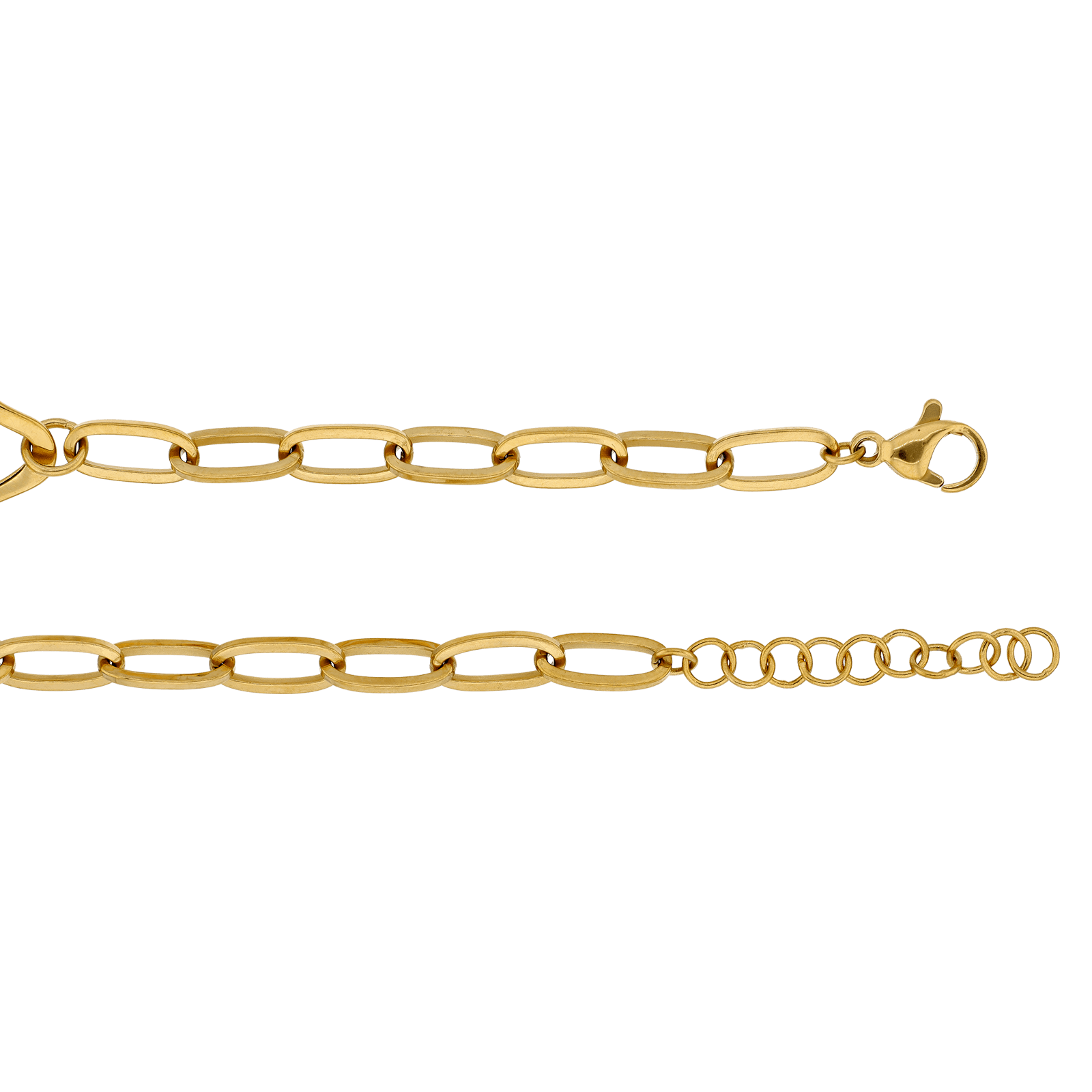 Bracelet Callas Acier doré maille chute Forçat fantaisie 18 centimètres plus 3 centimètres