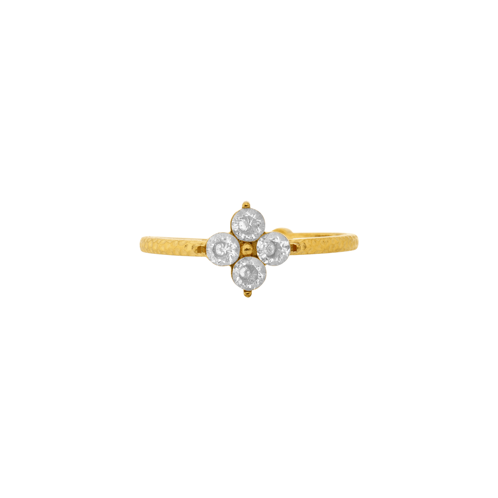Bague Callas Acier doré ajustable fleur Zircon blanc