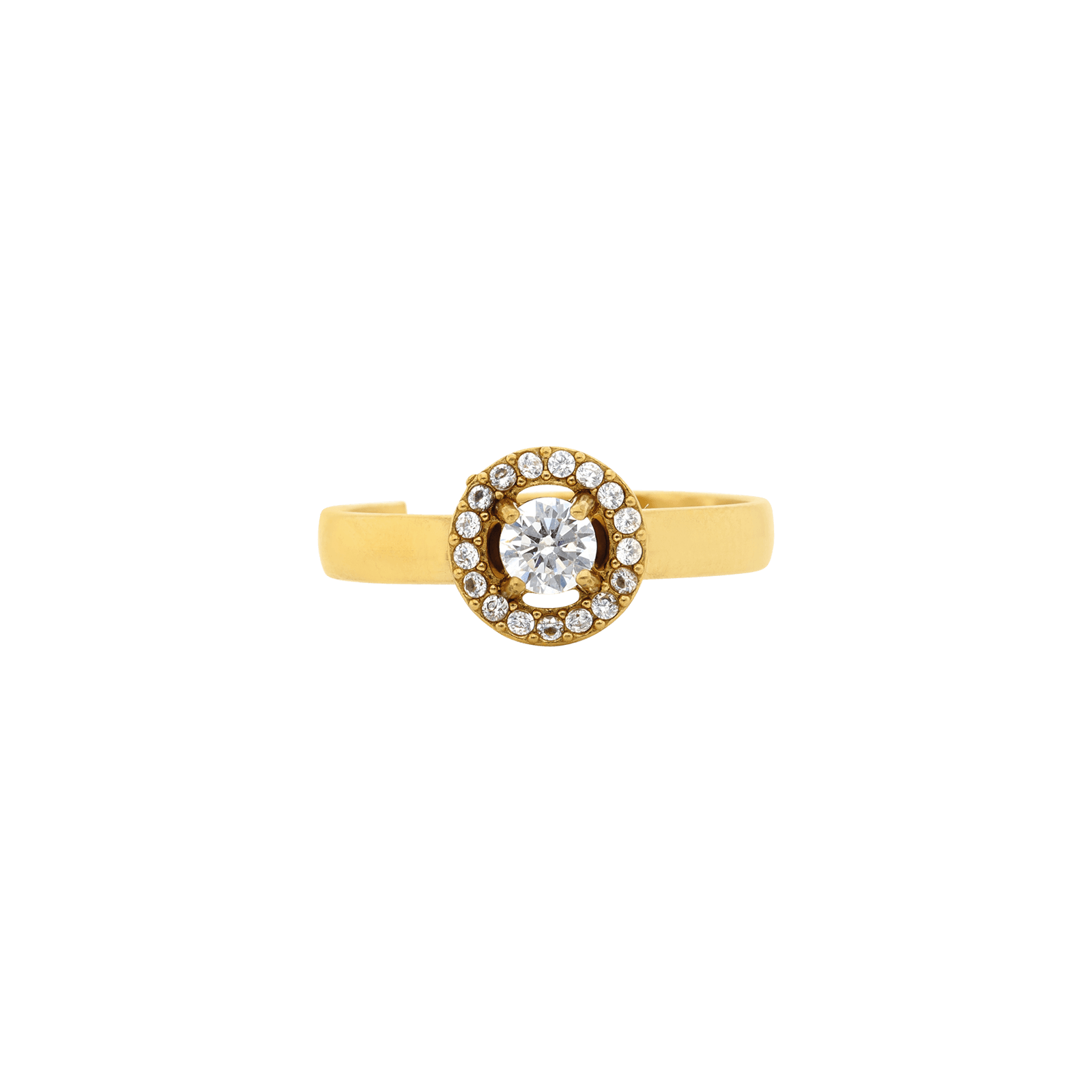 Bague Callas Acier doré ajustable ronde Zircon blanc