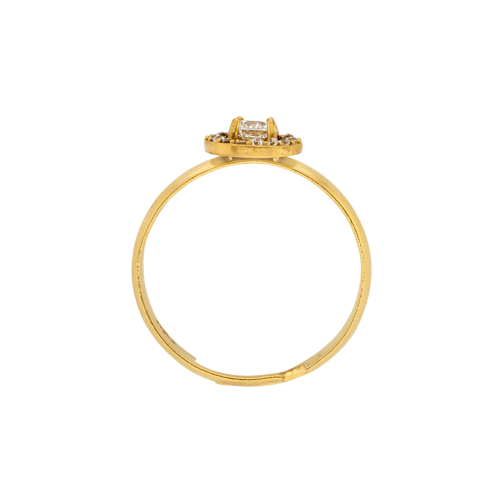 Bague Callas Acier doré ajustable ronde Zircon blanc
