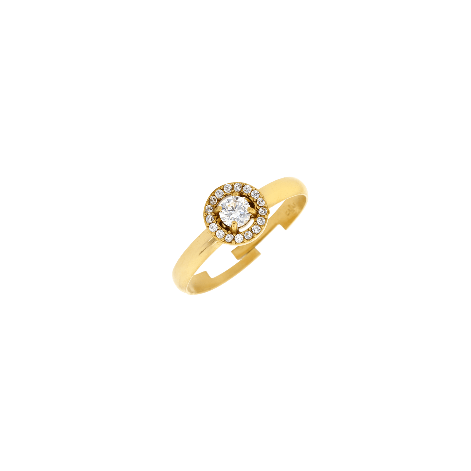 Bague Callas Acier doré ajustable ronde Zircon blanc