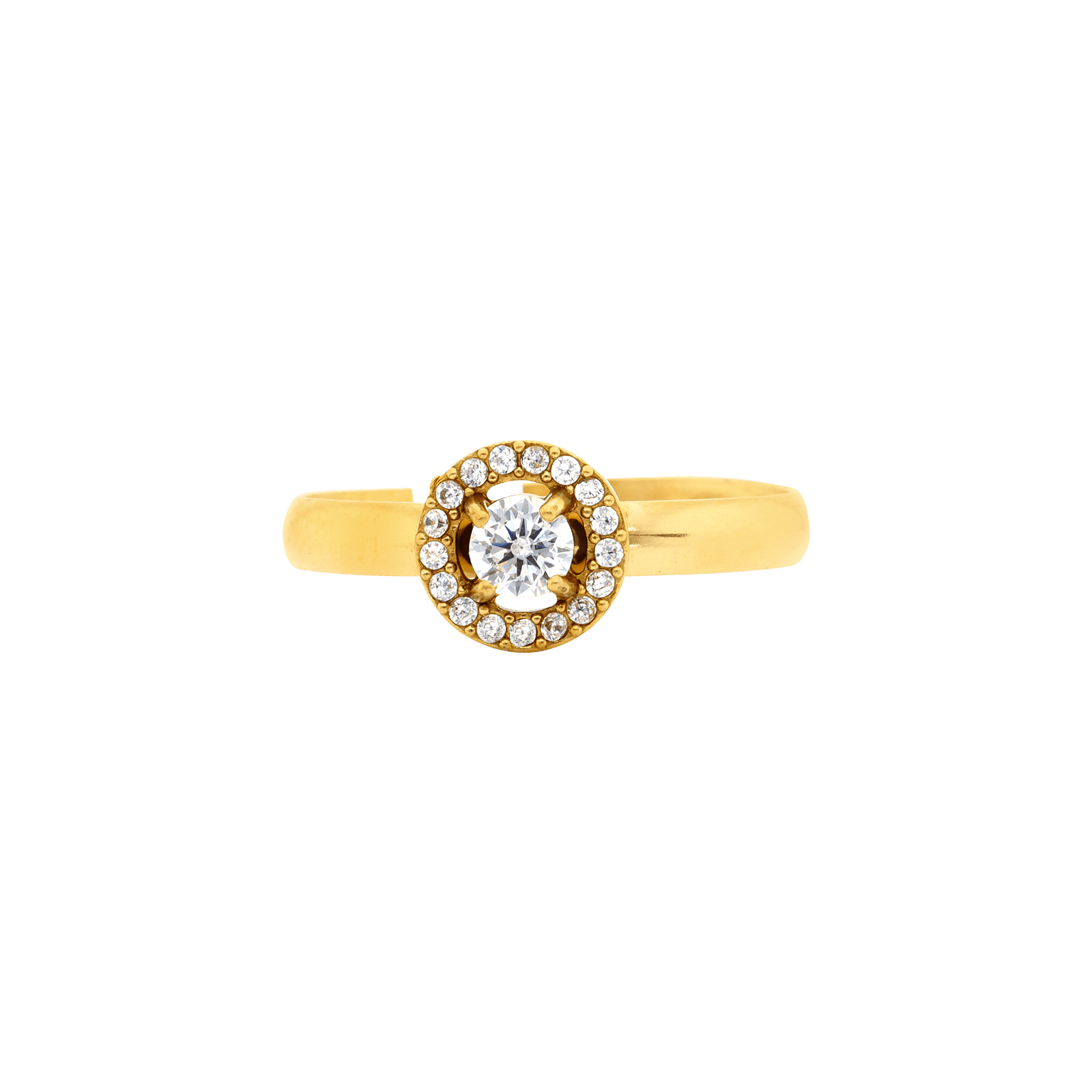 Bague Callas Acier doré ajustable ronde Zircon blanc