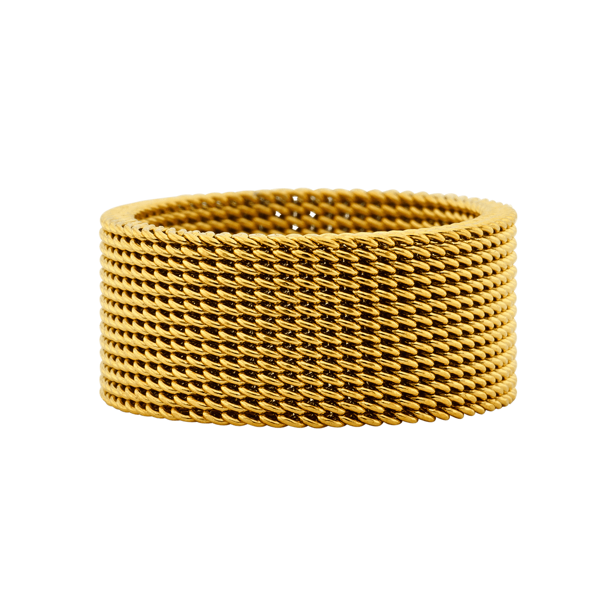 Bague Callas Acier doré maille milanaise