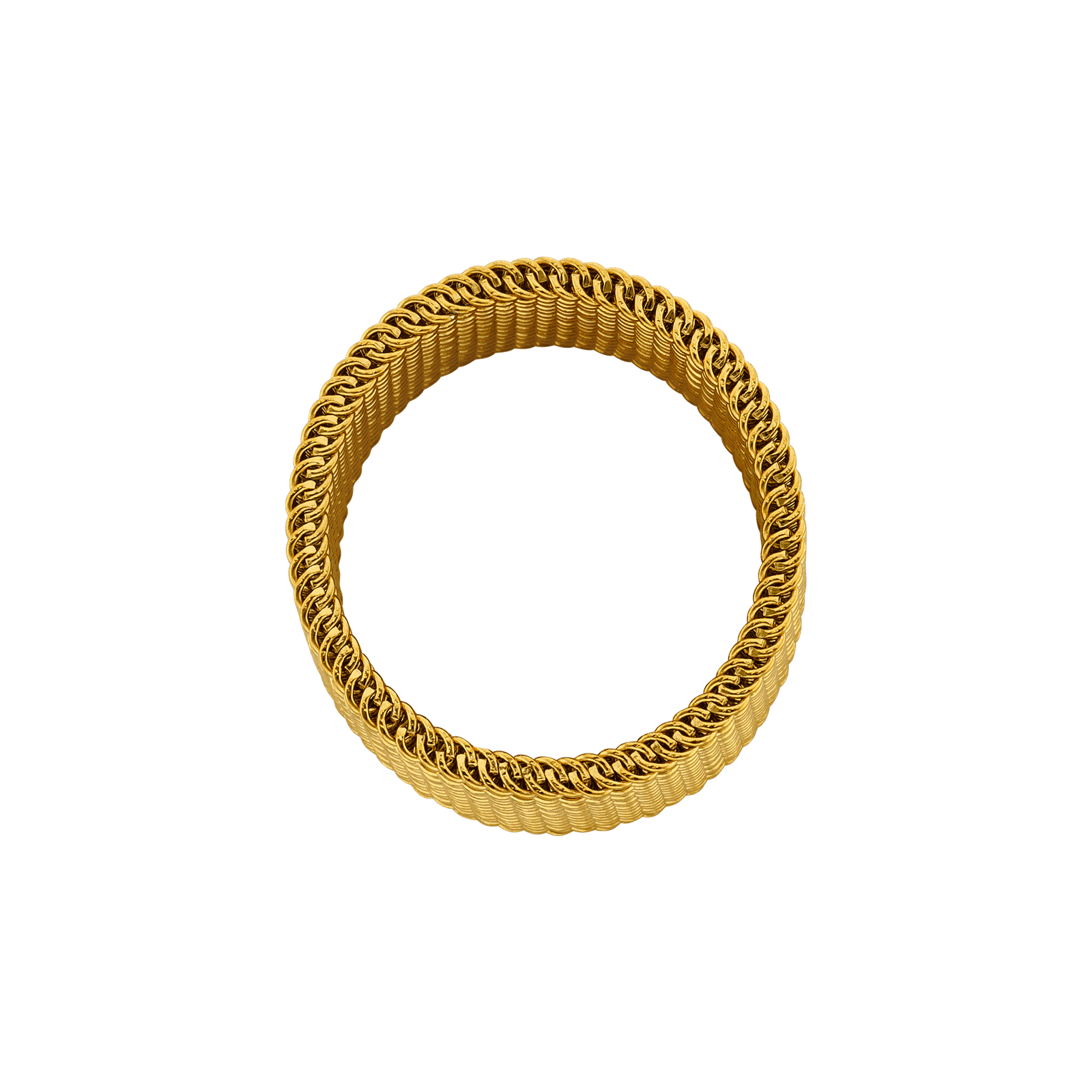 Bague Callas Acier doré maille milanaise