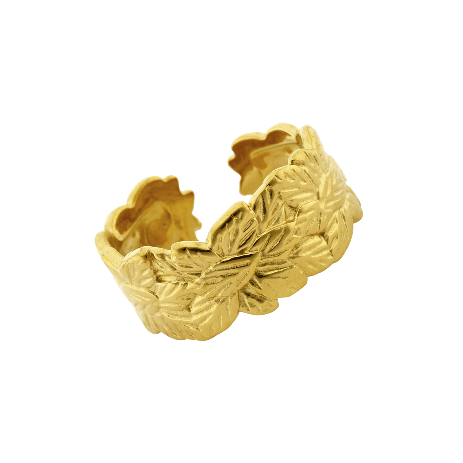 Bague Callas Acier doré imprimé feuillage