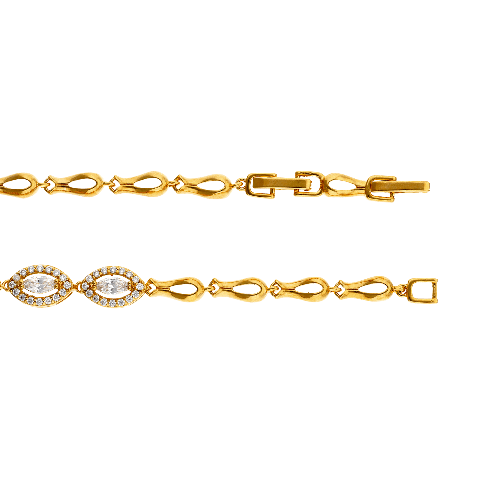 bracelet plaqué or 6 ovales sertie 19cm