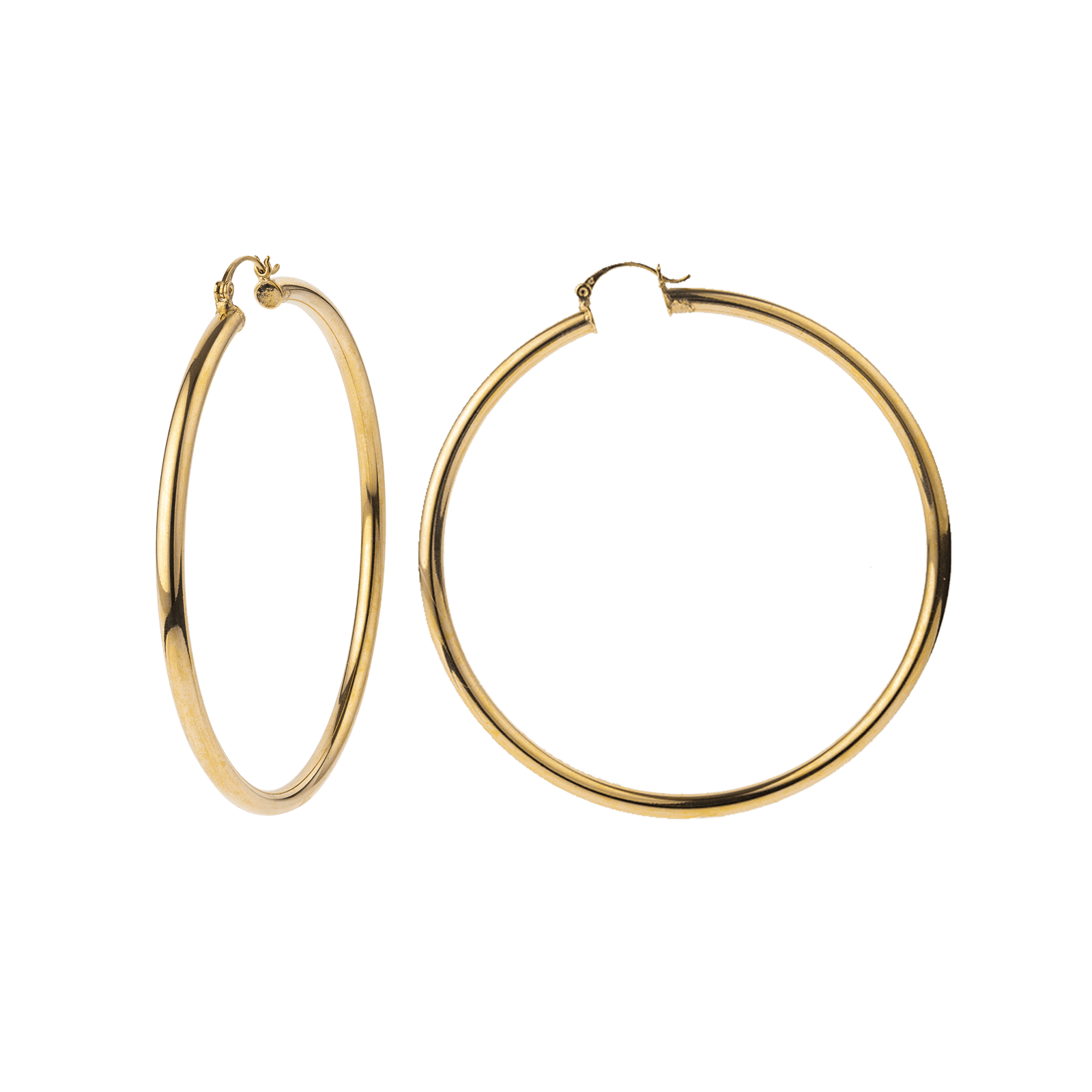 Créoles plaqué or tube lisse 3 mm sur 80 mm extérieur