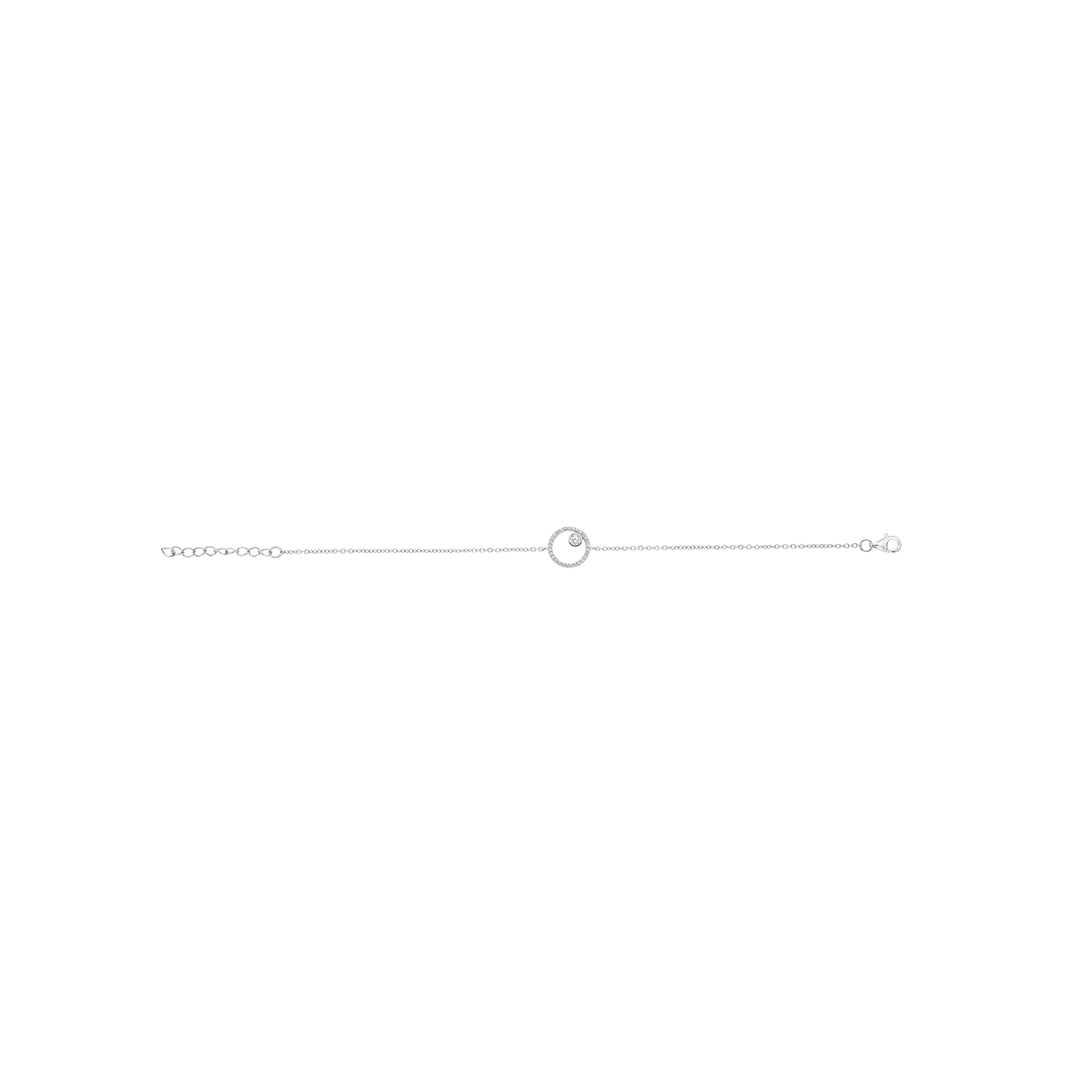 bracelet rhodié cercle oxyde de zirconium et de zirconium intérieur 17 plus 3 mm
