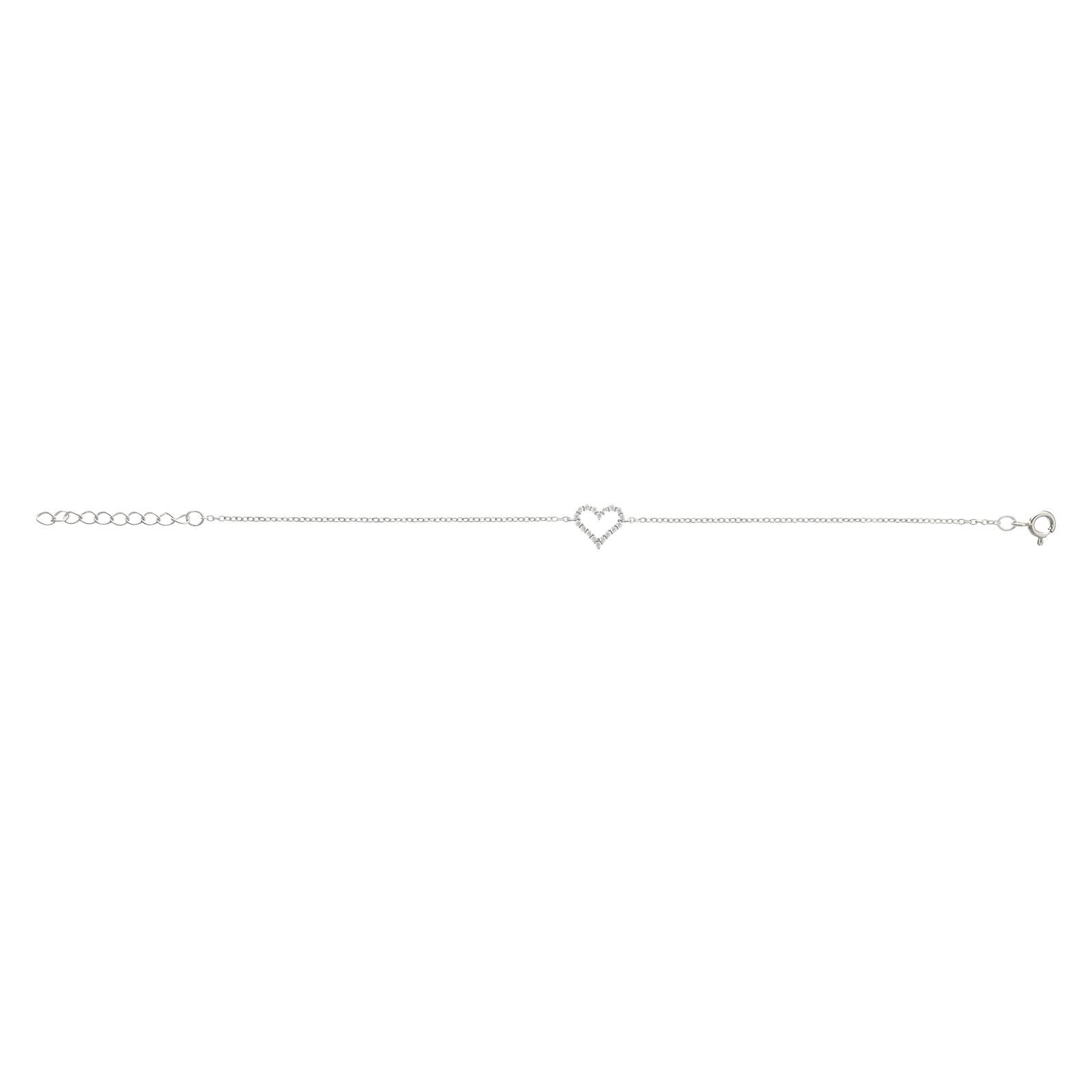 Bracelet Argent Rhodié centre coeur sertie Oxyde de Zirconium